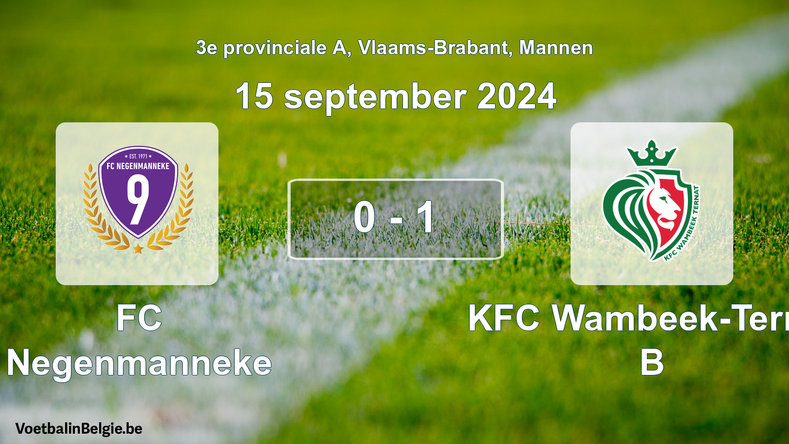Gespeelde wedstrijd mannenvoetbal: FC Negenmanneke - KFC Wambeek-Ternat B 0 - 1 (15 september 2024)