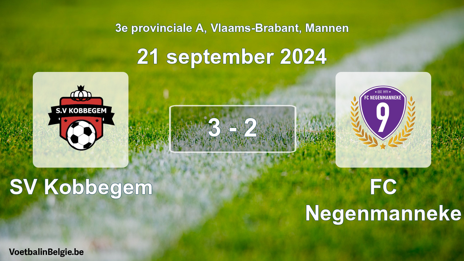 Played match men football: SV Kobbegem - FC Negenmanneke 3 - 2 (21 September 2024)