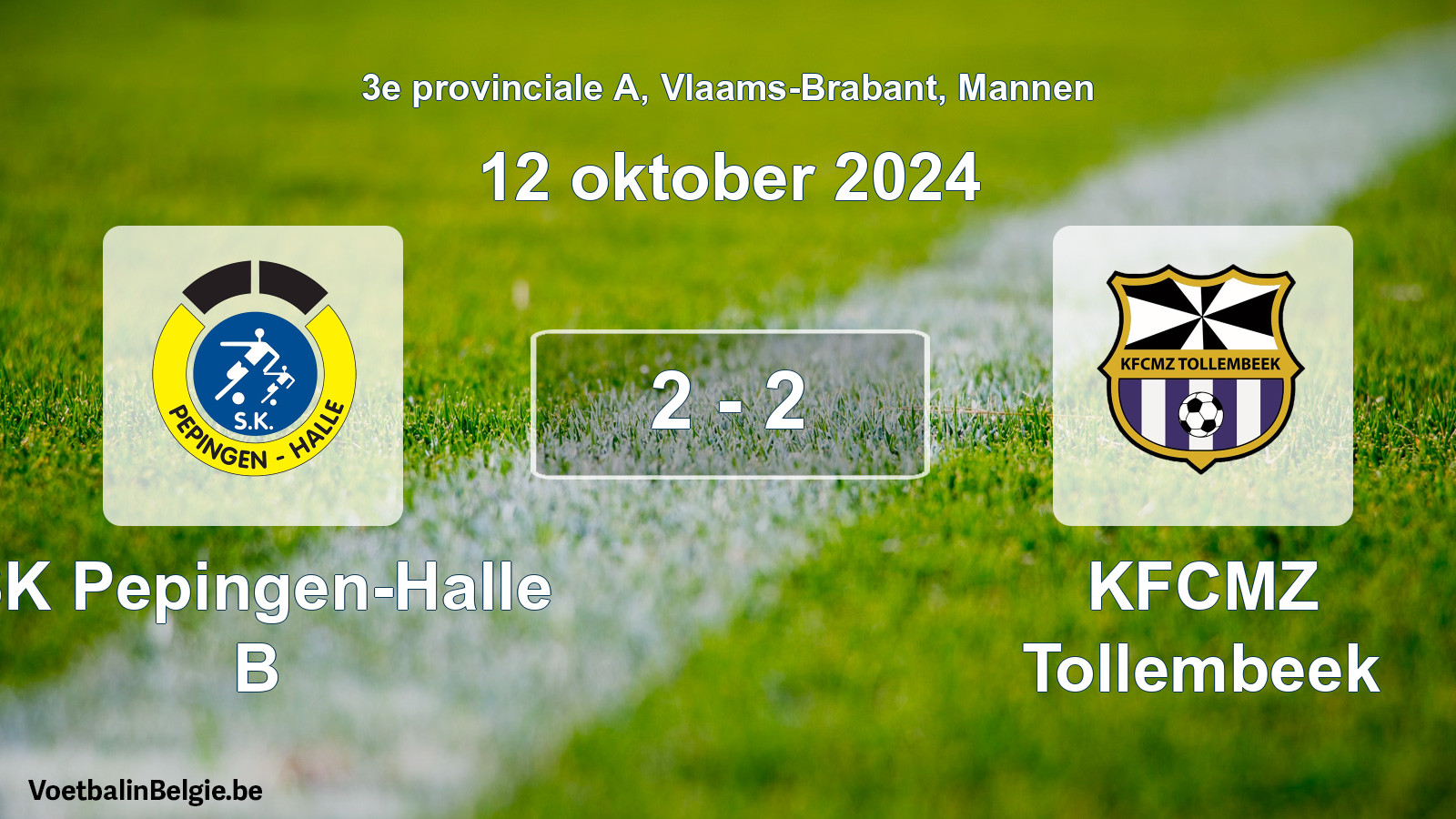 Gespeelde wedstrijd mannenvoetbal: SK Pepingen-Halle B - KFCMZ Tollembeek 2 - 2 (12 oktober 2024)