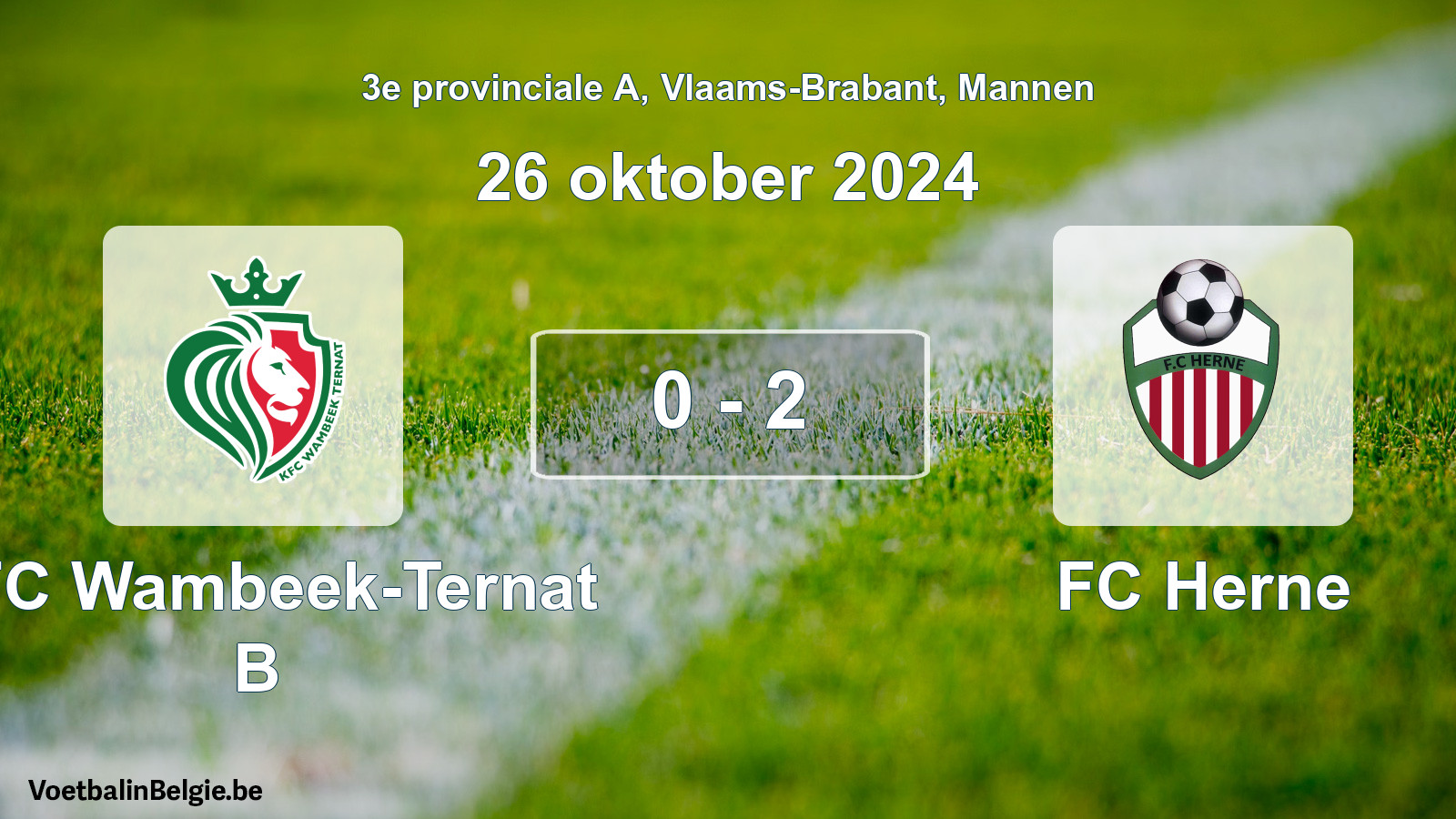 Gespeelde wedstrijd mannenvoetbal: KFC Wambeek-Ternat B - FC Herne 0 - 2 (26 oktober 2024)