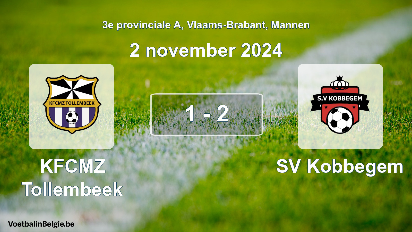 Gespeelde wedstrijd mannenvoetbal: KFCMZ Tollembeek - SV Kobbegem 1 - 2 (2 november 2024)