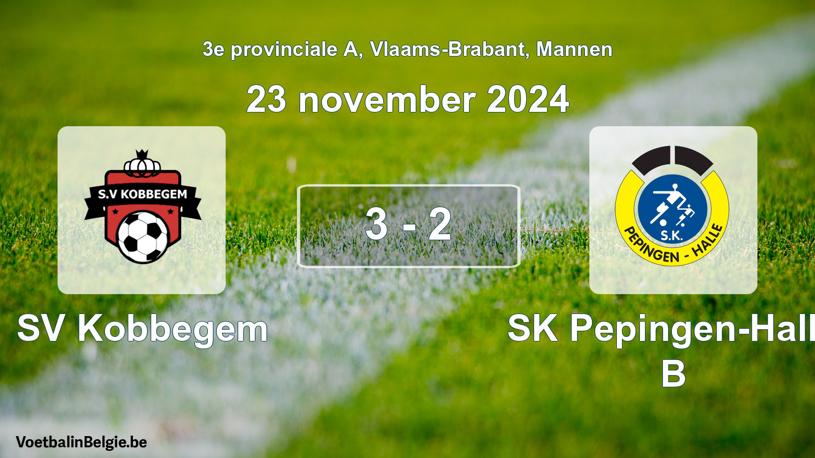 Gespieltes Spiel männer-Fußball: SV Kobbegem - SK Pepingen-Halle B 3 - 2 (23 November 2024)