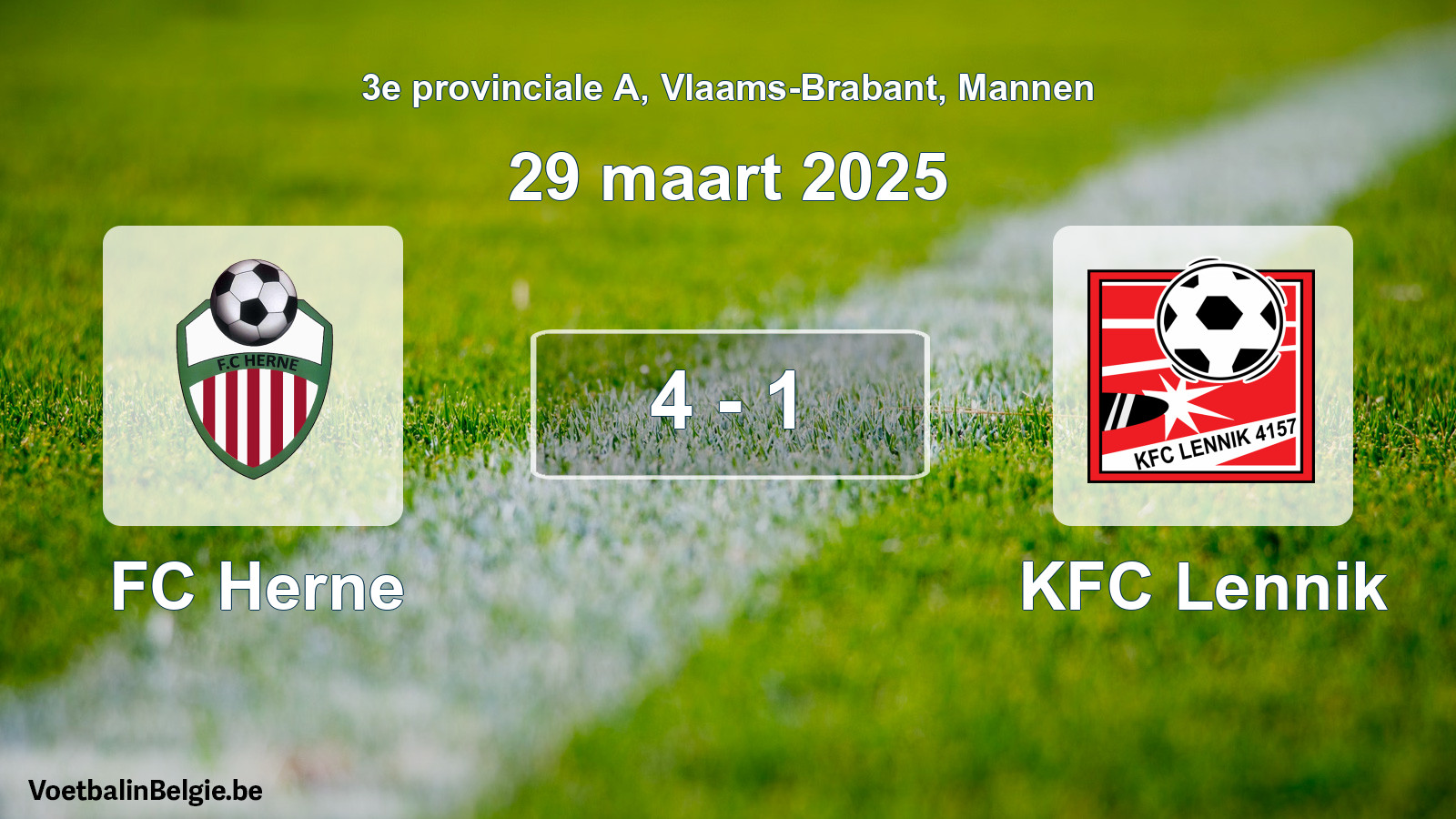 Gespeelde wedstrijd mannenvoetbal: FC Herne - KFC Lennik 4 - 1 (29 maart 2025)