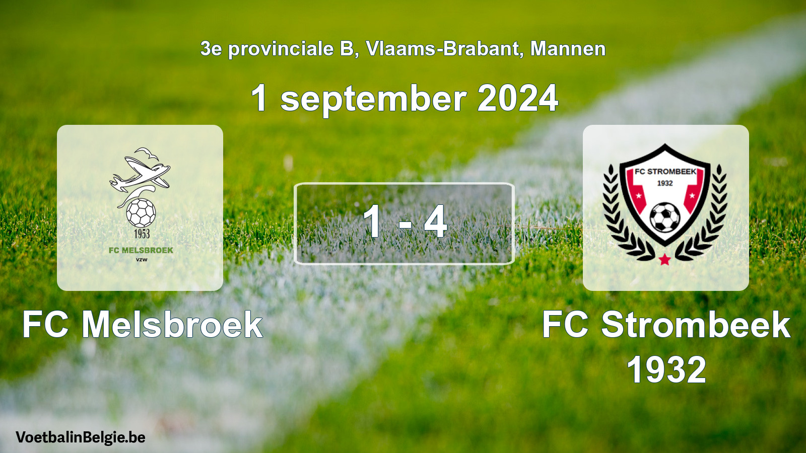 Gespeelde wedstrijd mannenvoetbal: FC Melsbroek - FC Strombeek 1932 1 - 4 (1 september 2024)