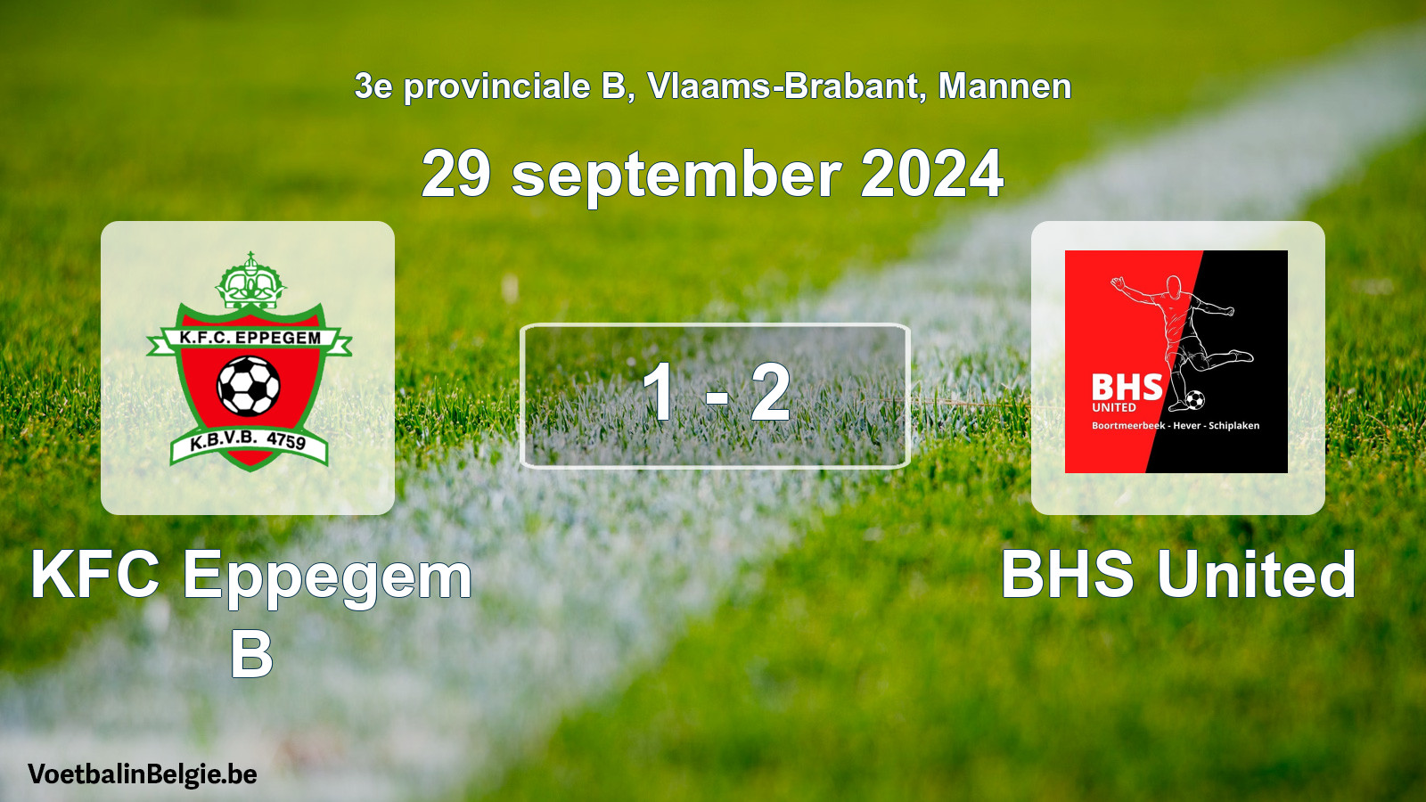 Gespeelde wedstrijd mannenvoetbal: KFC Eppegem B - BHS United 1 - 2 (29 september 2024)
