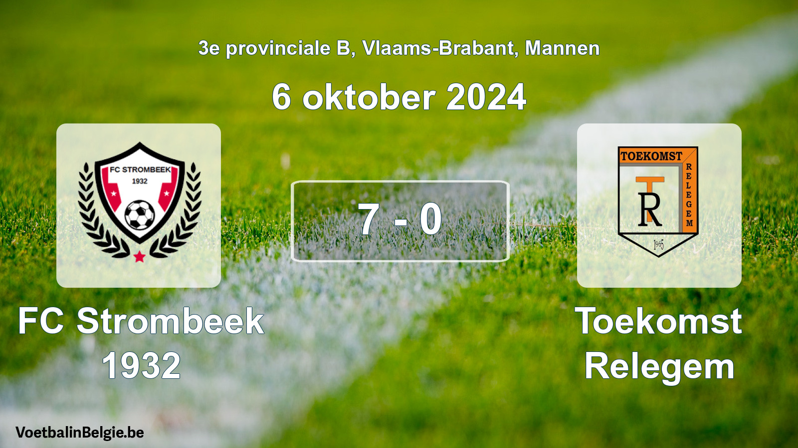 Gespeelde wedstrijd mannenvoetbal: FC Strombeek 1932 - Toekomst Relegem 7 - 0 (6 oktober 2024)