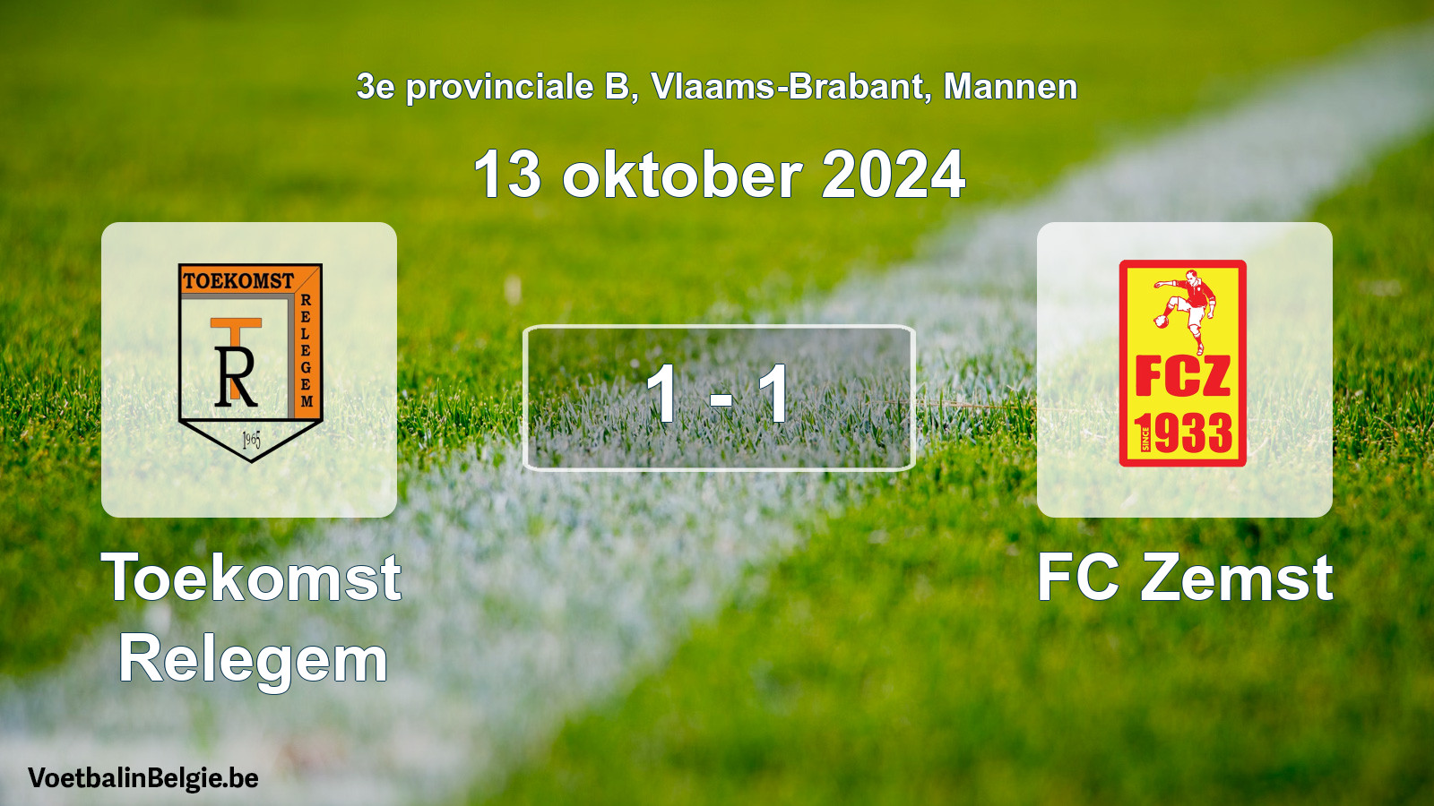 Gespeelde wedstrijd mannenvoetbal: Toekomst Relegem - FC Zemst 1 - 1 (13 oktober 2024)