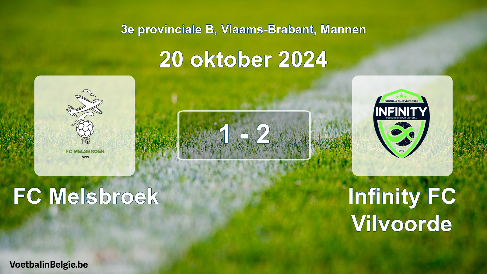 Gespeelde wedstrijd mannenvoetbal: FC Melsbroek - Infinity FC Vilvoorde 1 - 2 (20 oktober 2024)