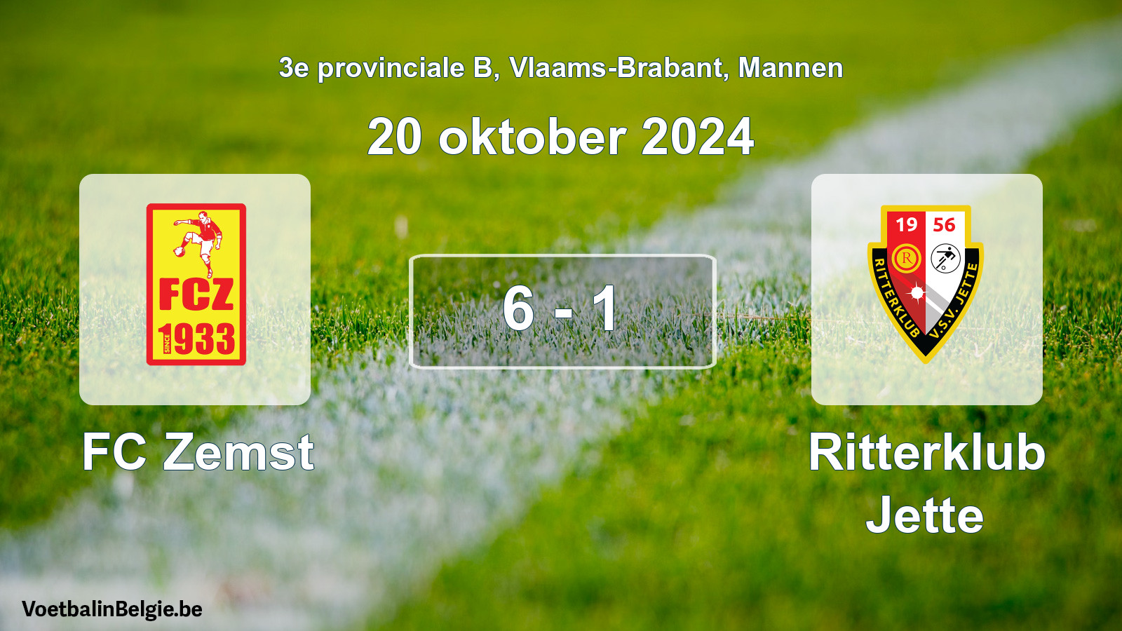 Played match men football: FC Zemst - Ritterklub Jette 6 - 1 (20 October 2024)