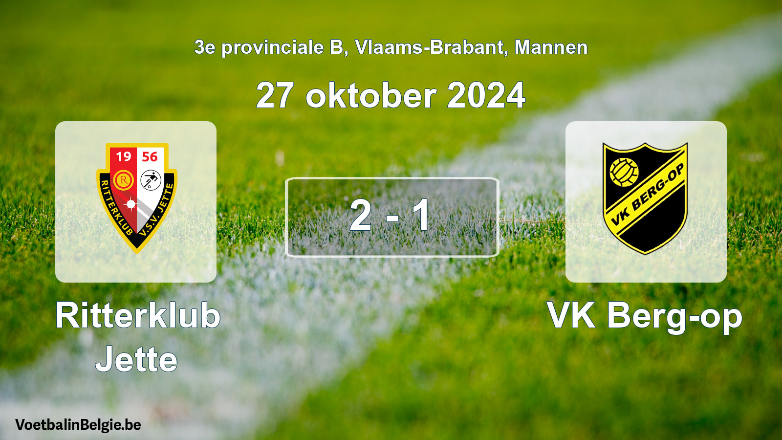Gespeelde wedstrijd mannenvoetbal: Ritterklub Jette - VK Berg-op 2 - 1 (27 oktober 2024)