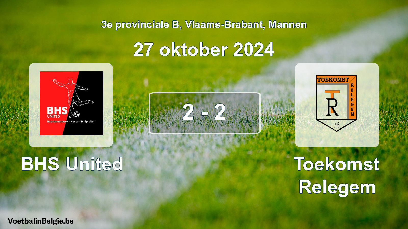 Gespeelde wedstrijd mannenvoetbal: BHS United - Toekomst Relegem 2 - 2 (27 oktober 2024)
