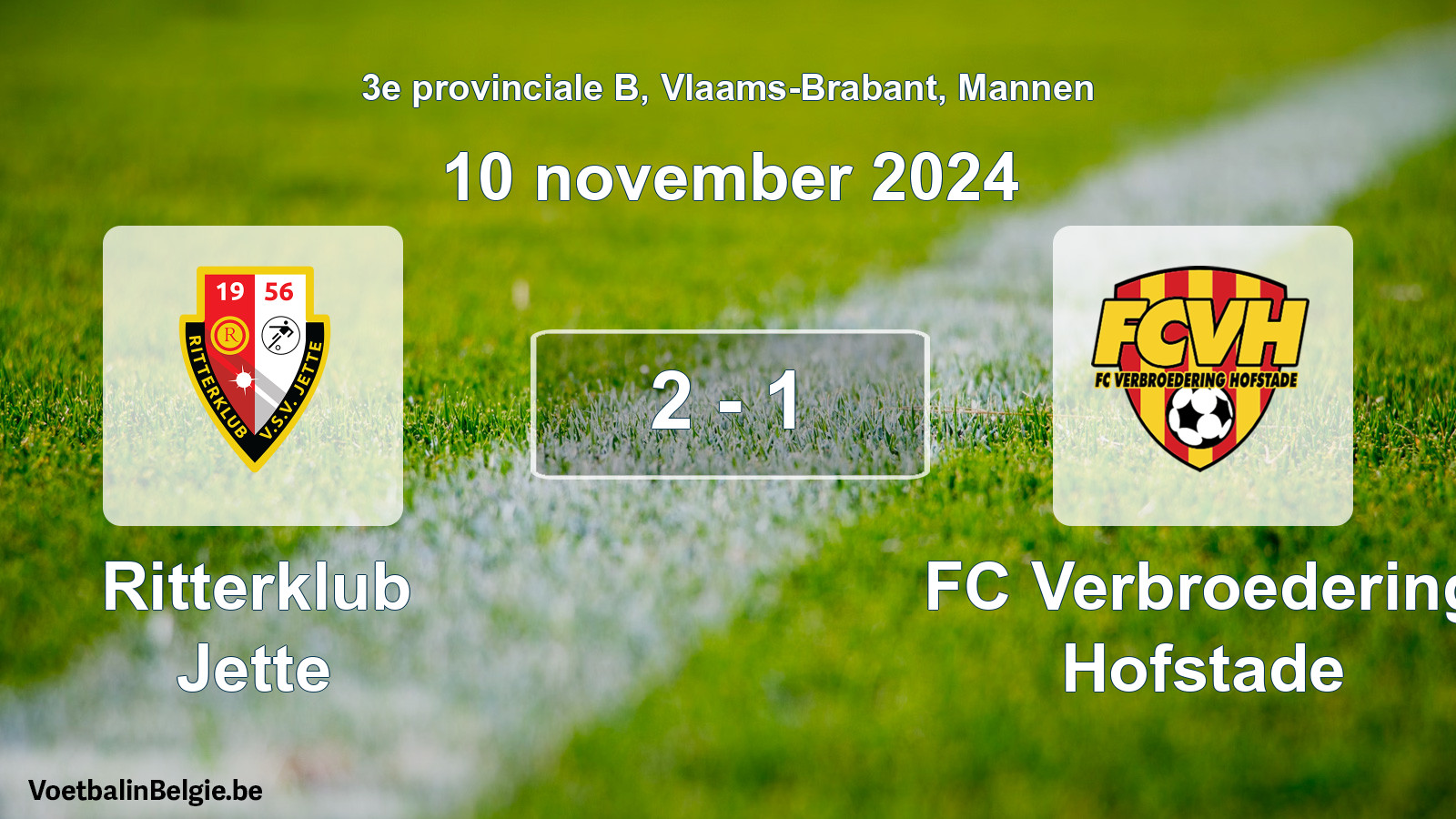 Gespeelde wedstrijd mannenvoetbal: Ritterklub Jette - FC Verbroedering Hofstade 2 - 1 (10 november 2024)