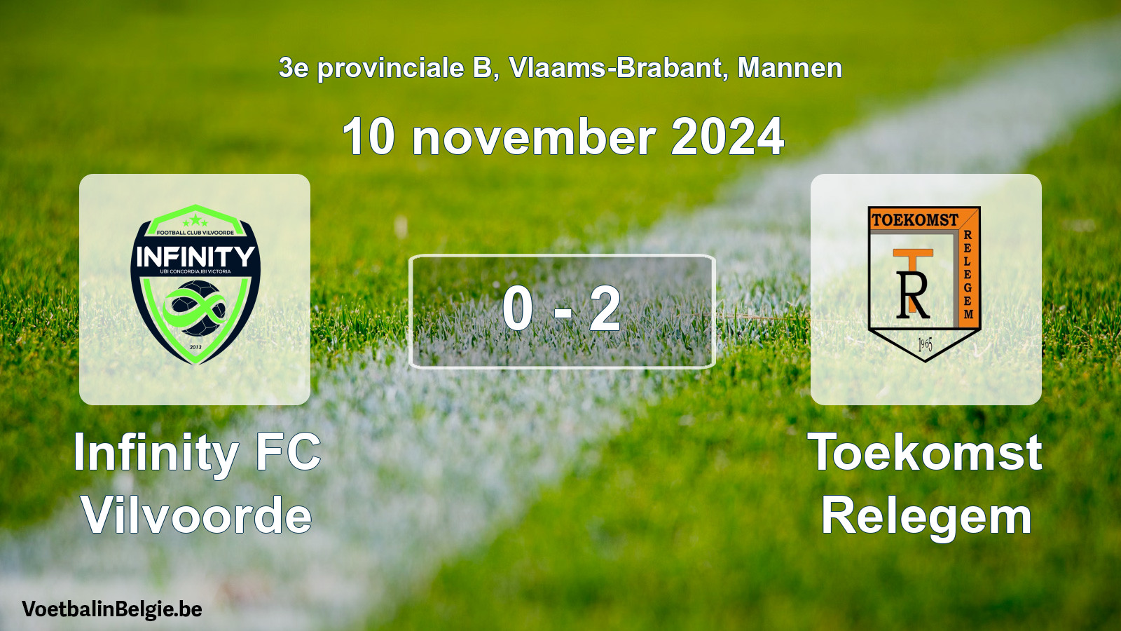 Gespeelde wedstrijd mannenvoetbal: Infinity FC Vilvoorde - Toekomst Relegem 0 - 2 (10 november 2024)