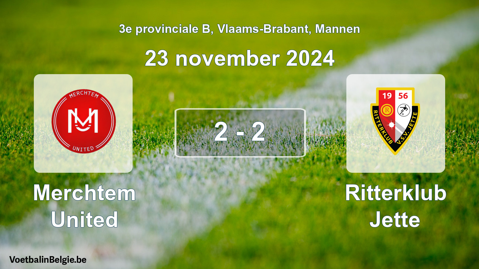 Gespeelde wedstrijd mannenvoetbal: Merchtem United - Ritterklub Jette 2 - 2 (23 november 2024)