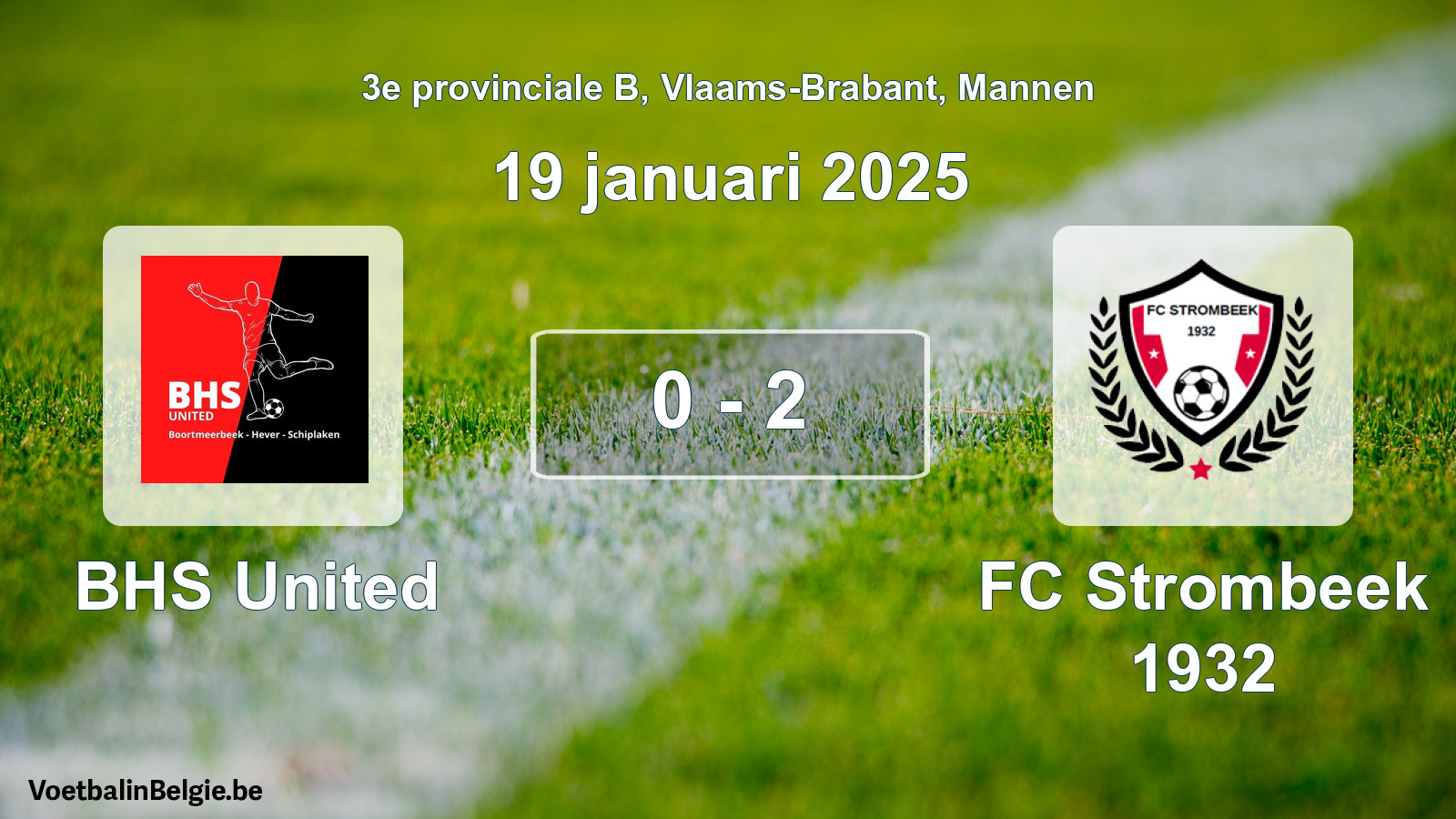 Gespeelde wedstrijd mannenvoetbal: BHS United - FC Strombeek 1932 0 - 2 (19 januari 2025)