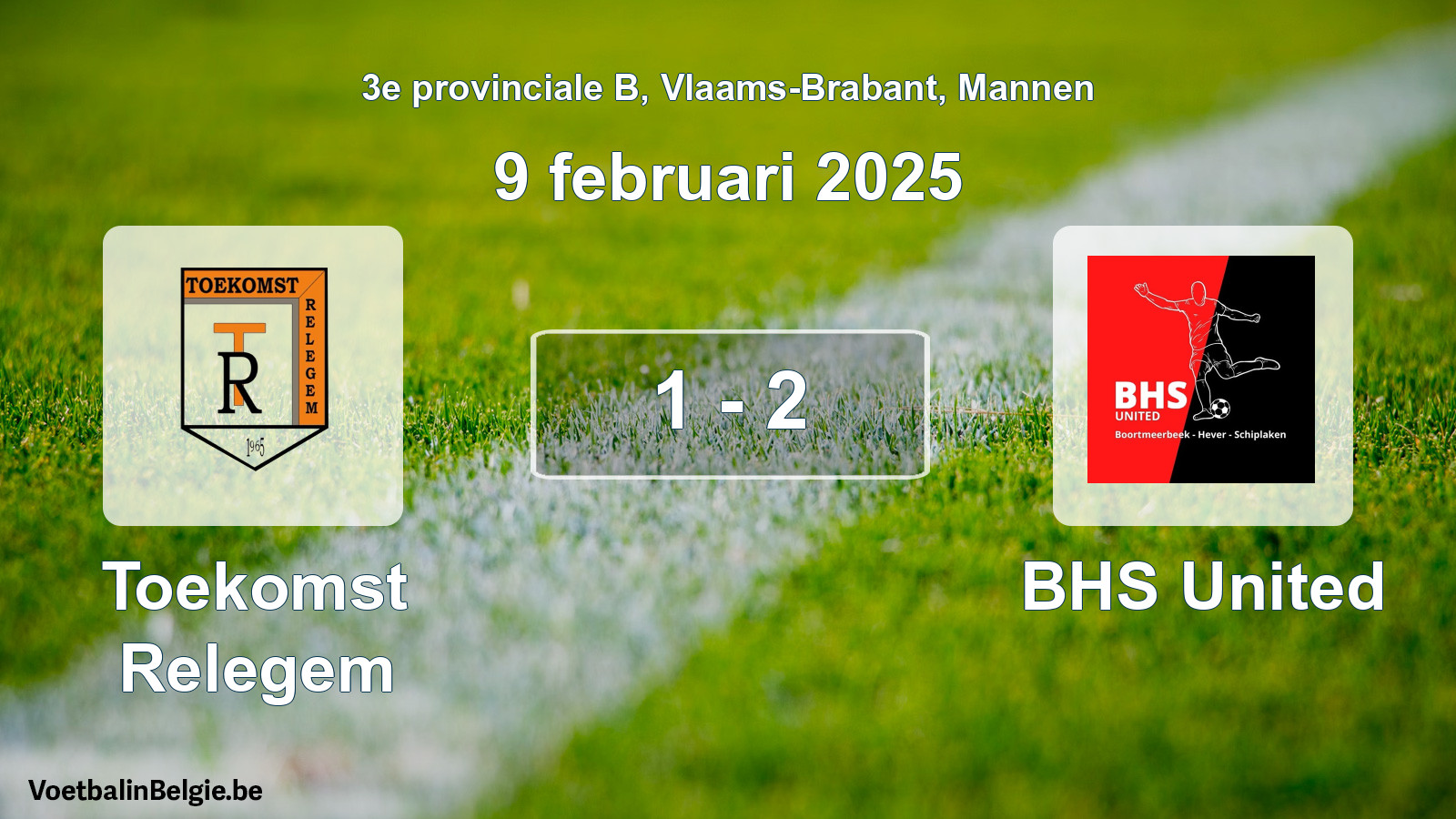 Gespeelde wedstrijd mannenvoetbal: Toekomst Relegem - BHS United 1 - 2 (9 februari 2025)