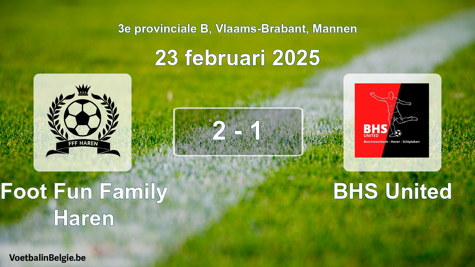 Gespeelde wedstrijd mannenvoetbal: Foot Fun Family Haren - BHS United 2 - 1 (23 februari 2025)