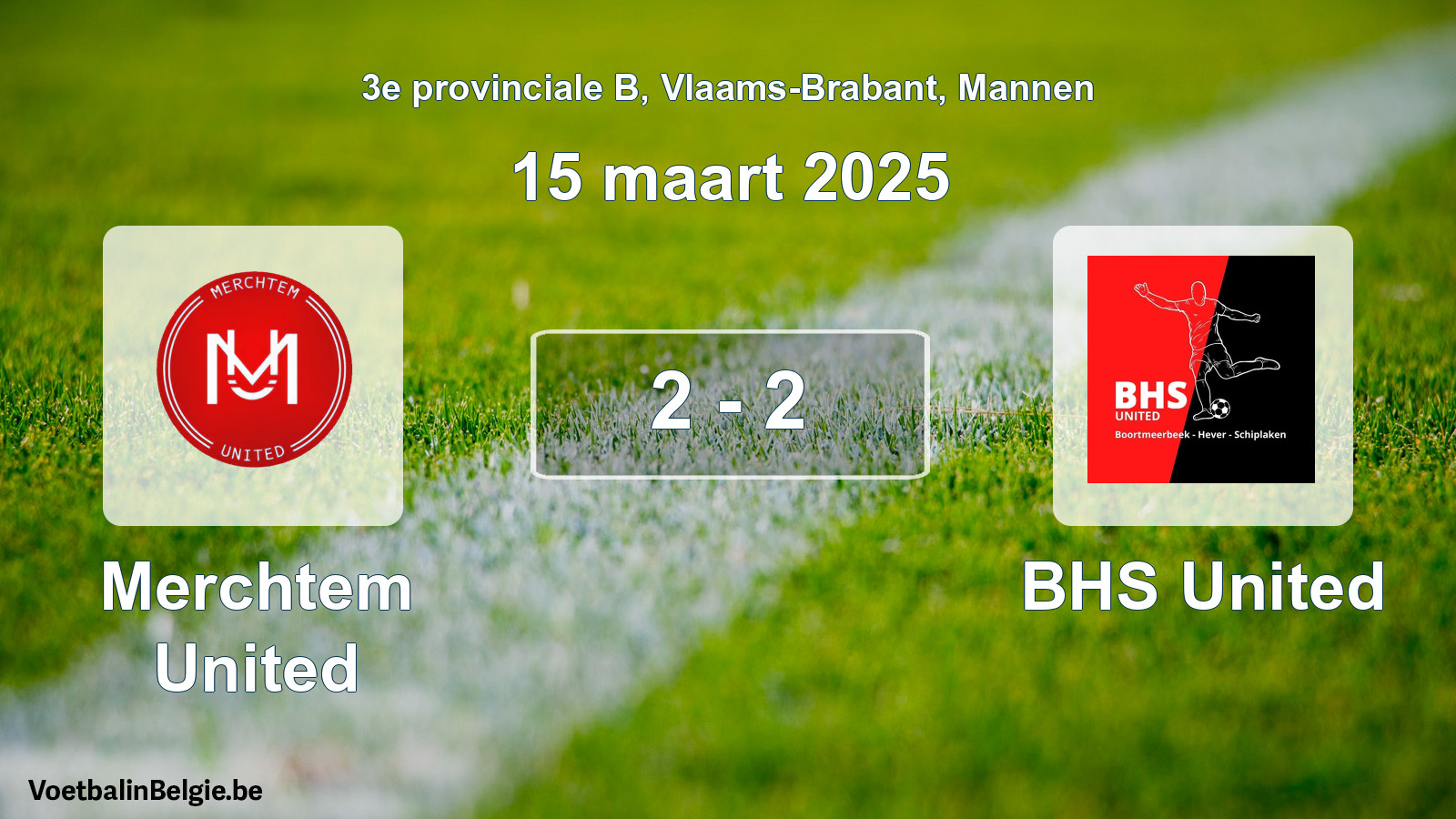Gespeelde wedstrijd mannenvoetbal: Merchtem United - BHS United 2 - 2 (15 maart 2025)