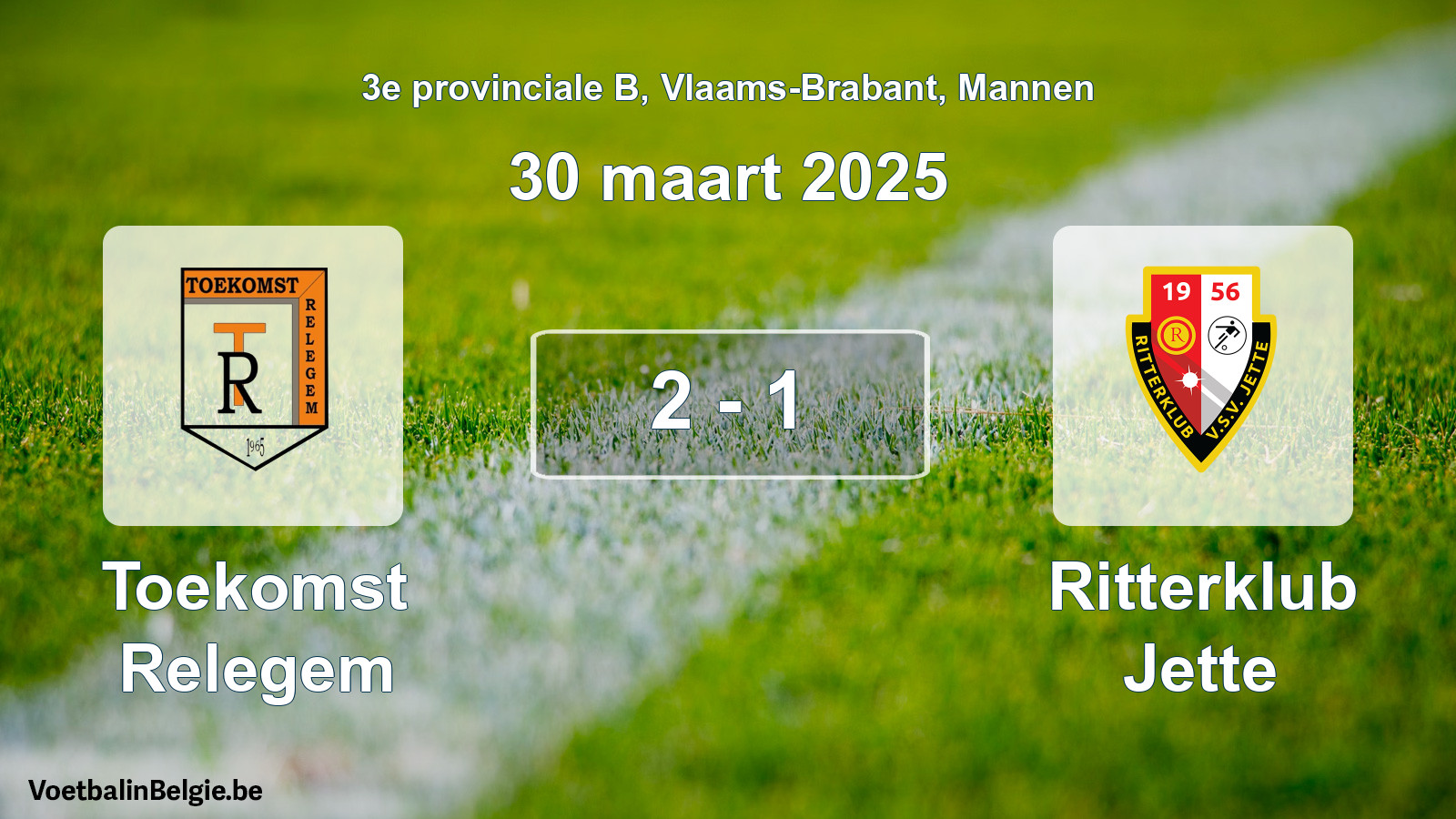 Gespeelde wedstrijd mannenvoetbal: Toekomst Relegem - Ritterklub Jette 2 - 1 (30 maart 2025)