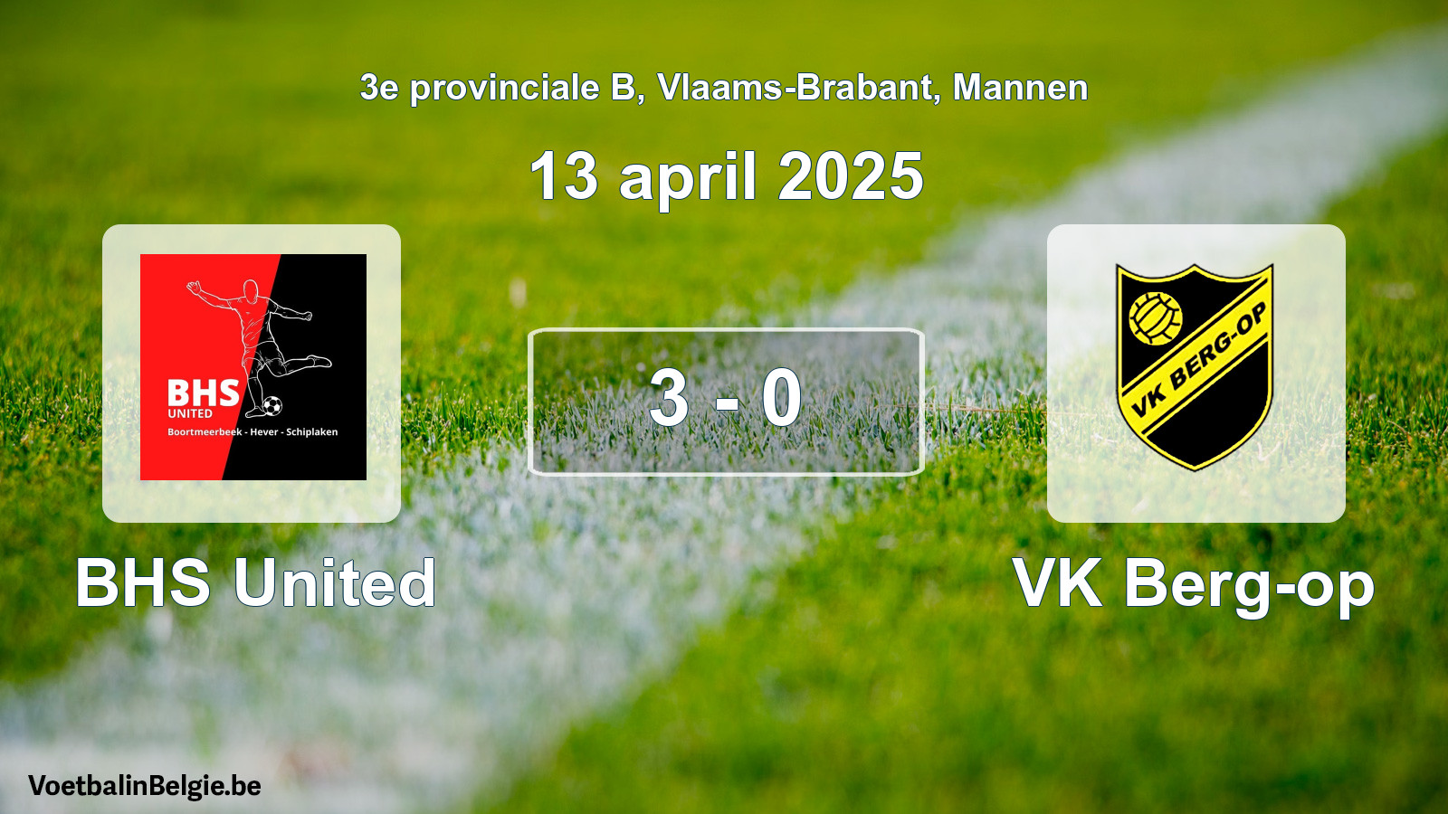 Gespeelde wedstrijd mannenvoetbal: BHS United - VK Berg-op 3 - 0 (13 april 2025)