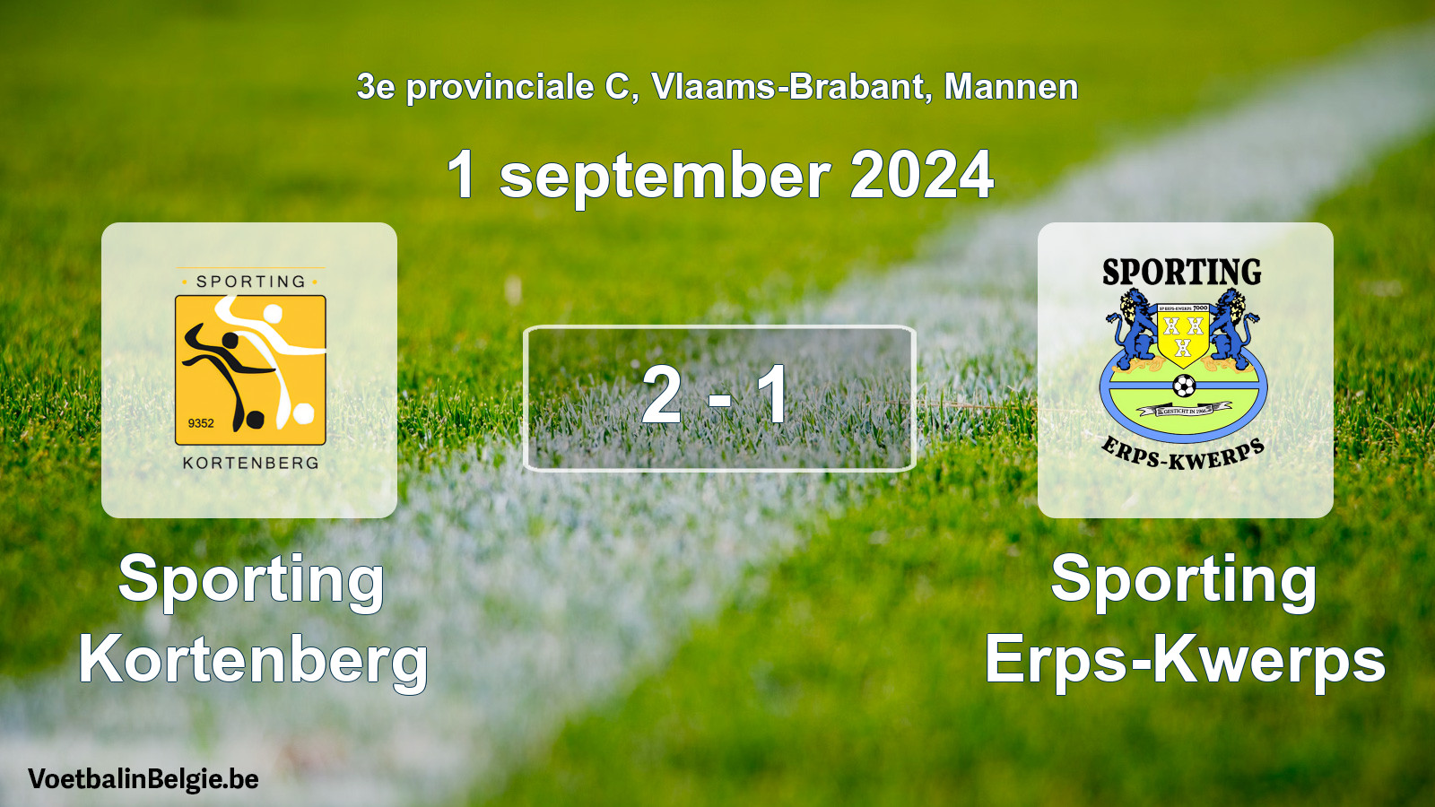 Gespeelde wedstrijd mannenvoetbal: Sporting Kortenberg - Sporting Erps-Kwerps 2 - 1 (1 september 2024)