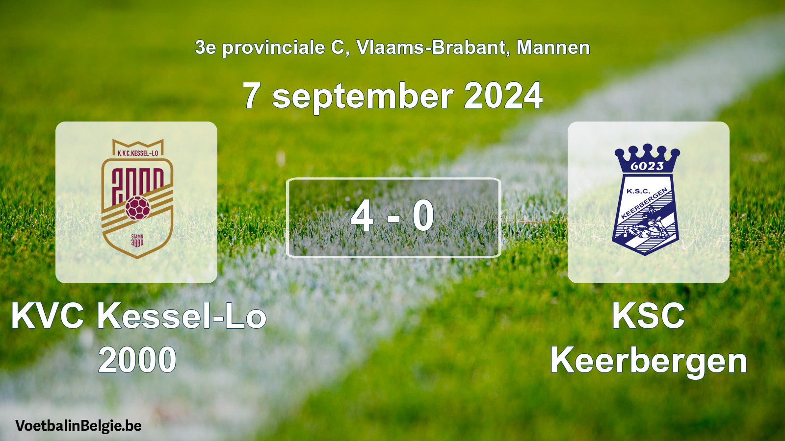 Gespeelde wedstrijd mannenvoetbal: KVC Kessel-Lo 2000 - KSC Keerbergen 4 - 0 (7 september 2024)