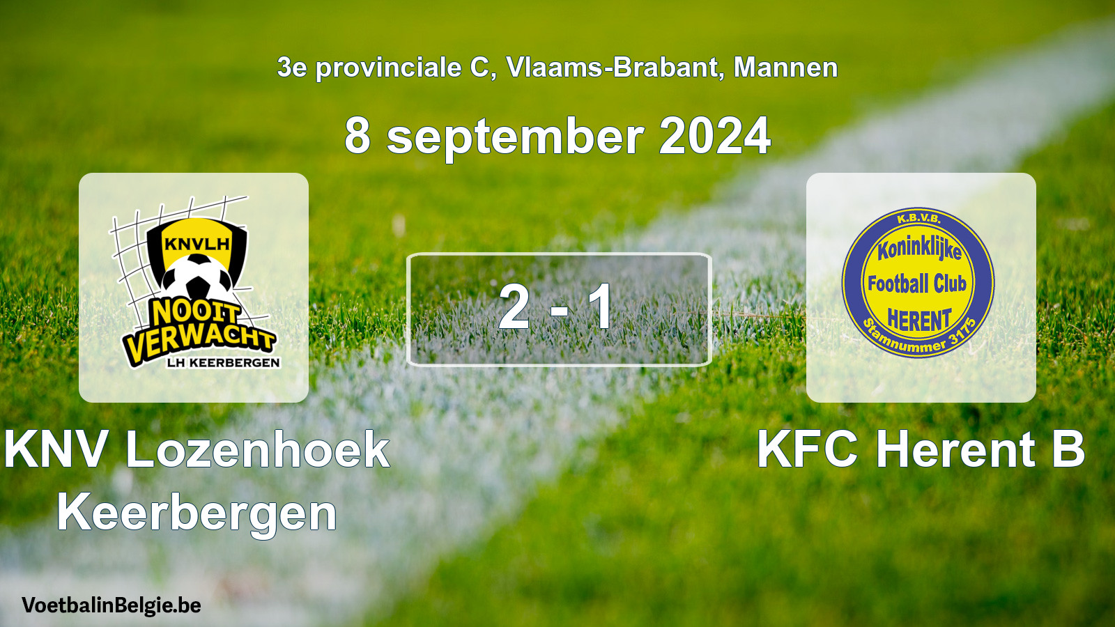 Gespeelde wedstrijd mannenvoetbal: KNV Lozenhoek Keerbergen - KFC Herent B 2 - 1 (8 september 2024)