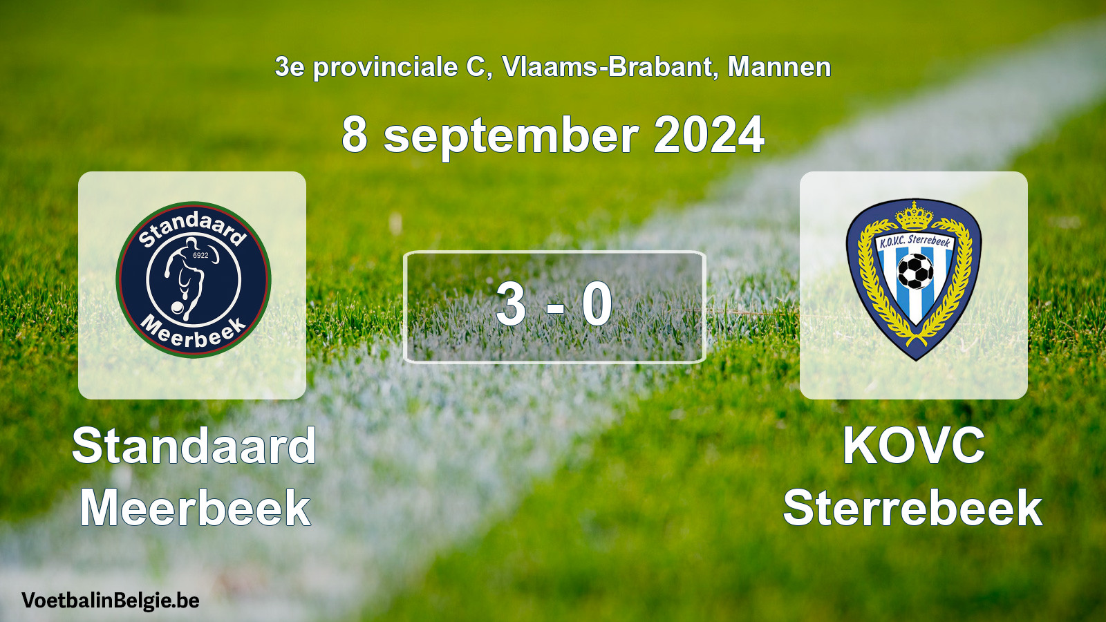 Gespeelde wedstrijd mannenvoetbal: Standaard Meerbeek - KOVC Sterrebeek 3 - 0 (8 september 2024)