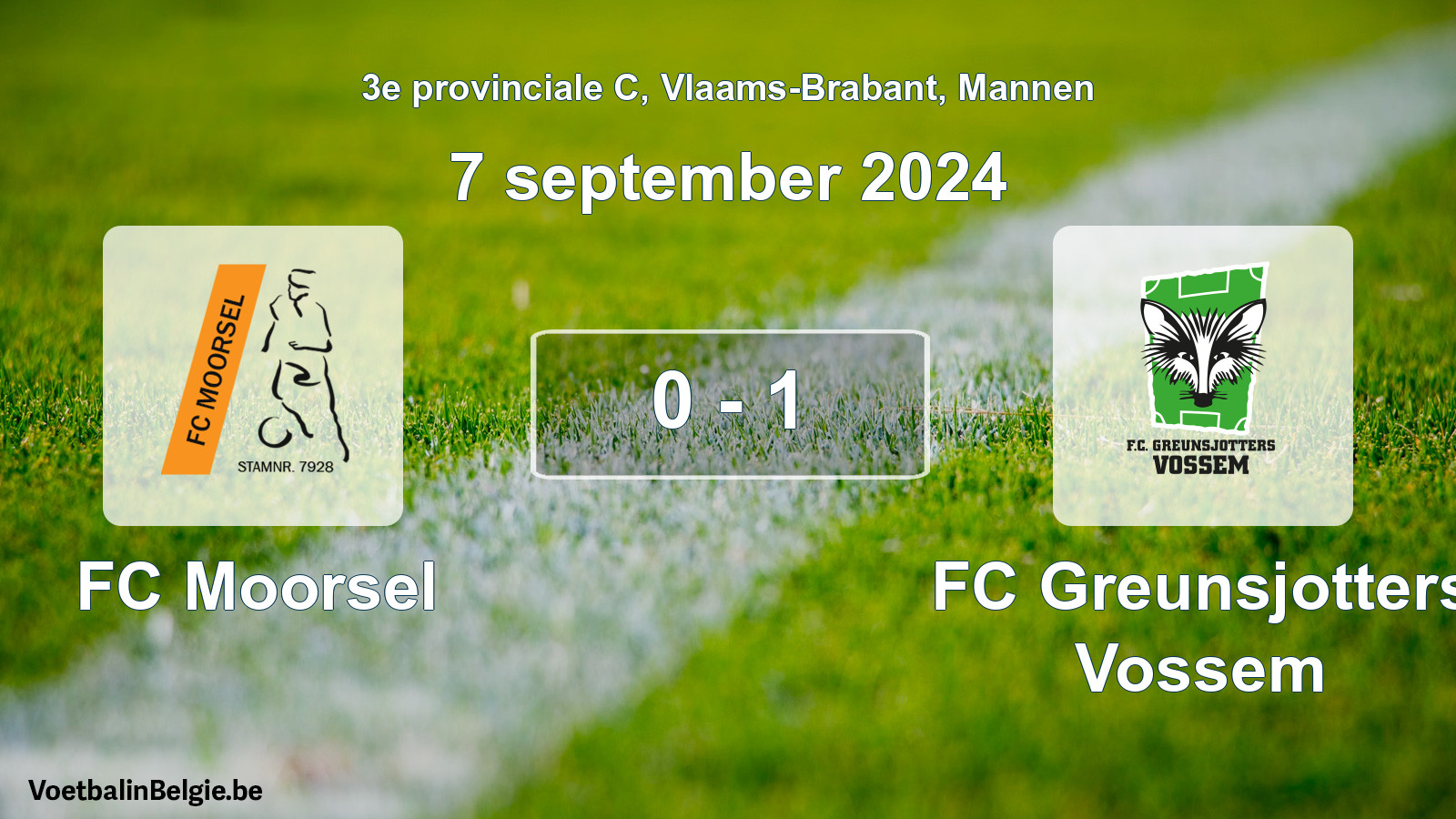 Gespeelde wedstrijd mannenvoetbal: FC Moorsel - FC Greunsjotters Vossem 0 - 1 (7 september 2024)