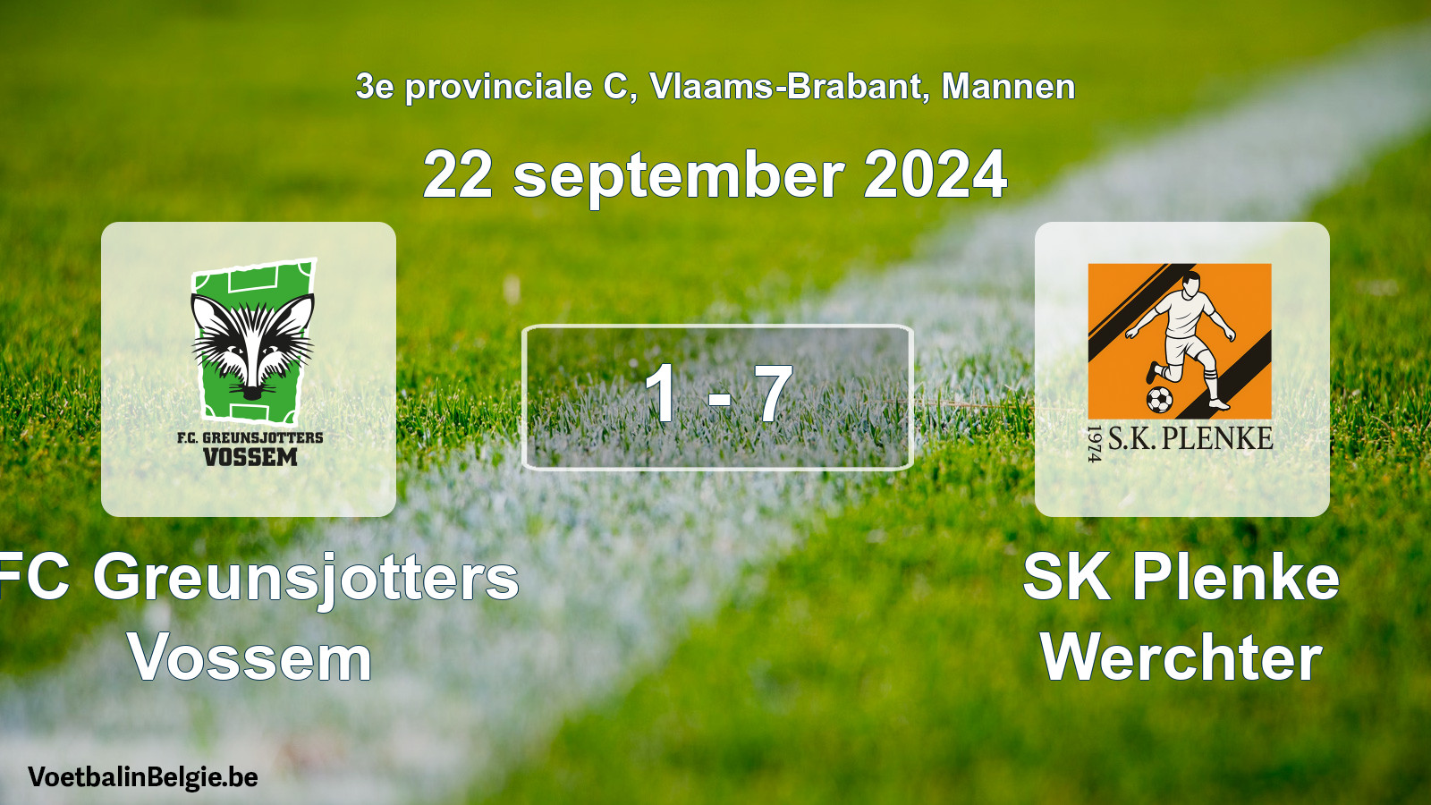Gespeelde wedstrijd mannenvoetbal: FC Greunsjotters Vossem - SK Plenke Werchter 1 - 7 (22 september 2024)