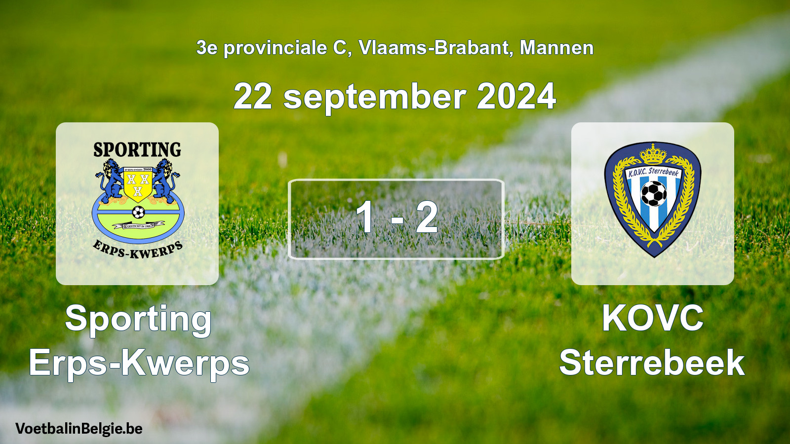 Gespeelde wedstrijd mannenvoetbal: Sporting Erps-Kwerps - KOVC Sterrebeek 1 - 2 (22 september 2024)