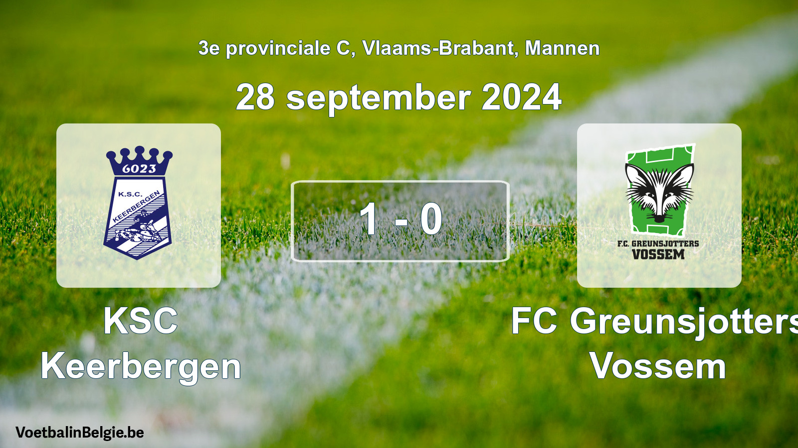 Gespeelde wedstrijd mannenvoetbal: KSC Keerbergen - FC Greunsjotters Vossem 1 - 0 (28 september 2024)