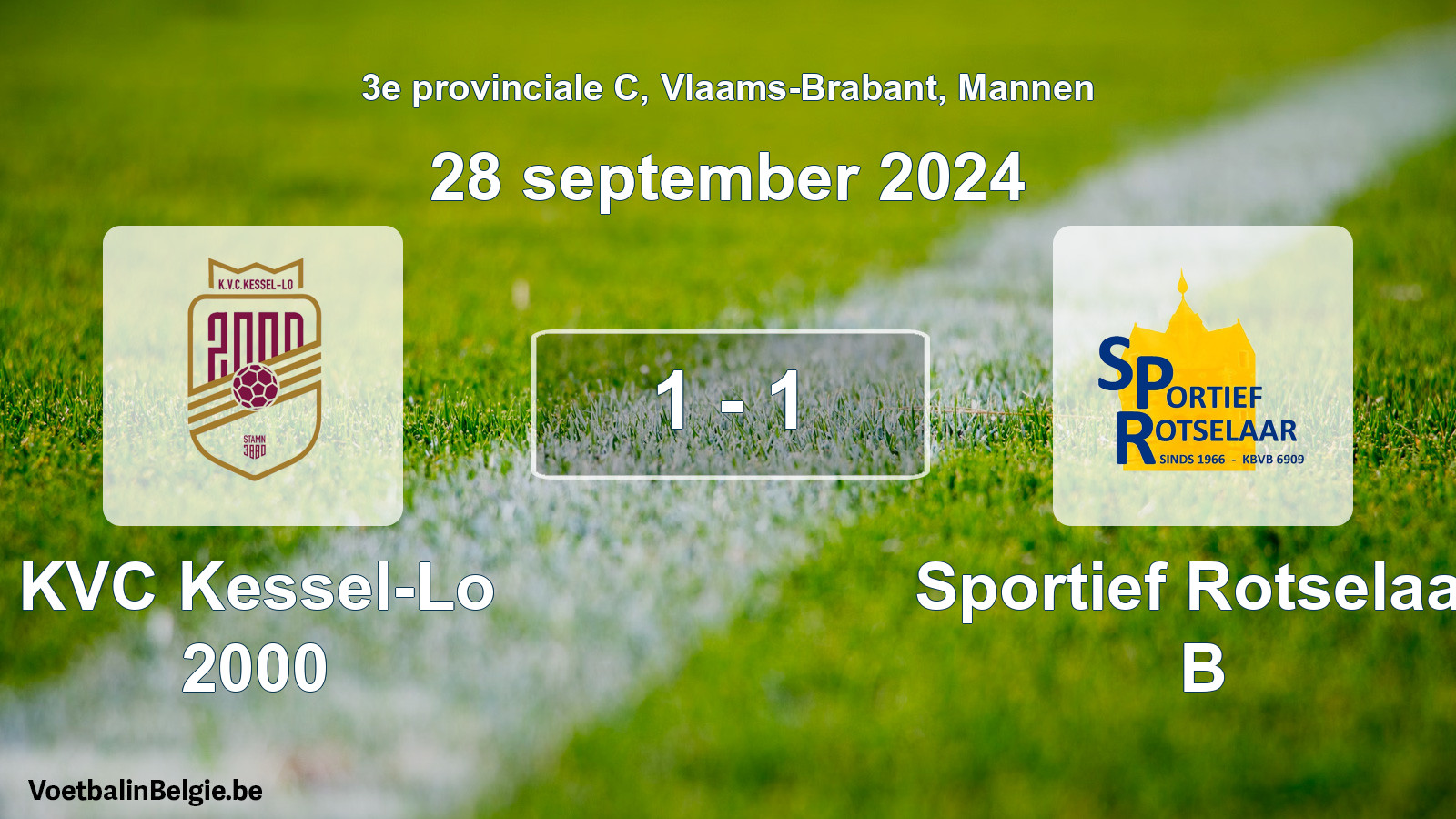 Gespeelde wedstrijd mannenvoetbal: KVC Kessel-Lo 2000 - Sportief Rotselaar B 1 - 1 (28 september 2024)