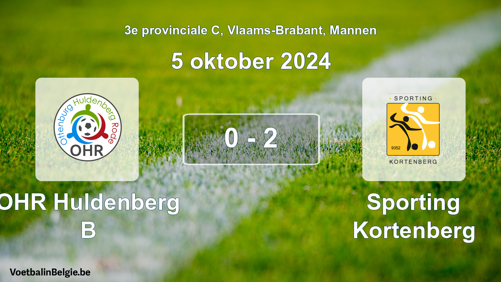 Gespeelde wedstrijd mannenvoetbal: OHR Huldenberg B - Sporting Kortenberg 0 - 2 (5 oktober 2024)