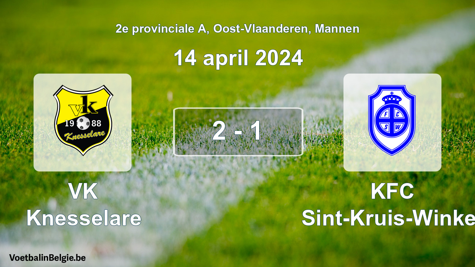 Played match men football: VK Knesselare - KFC Sint-Kruis-Winkel 2 - 1 (14 April 2024)
