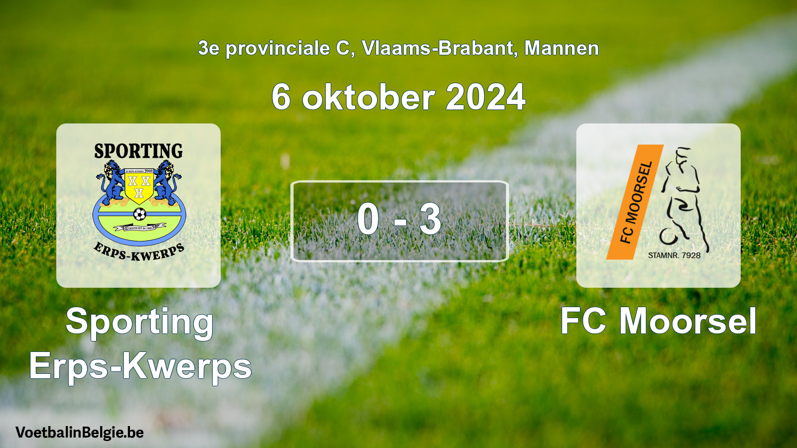 Gespeelde wedstrijd mannenvoetbal: Sporting Erps-Kwerps - FC Moorsel 0 - 3 (6 oktober 2024)