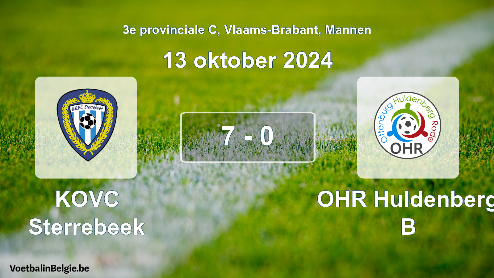 Gespeelde wedstrijd mannenvoetbal: KOVC Sterrebeek - OHR Huldenberg B 7 - 0 (13 oktober 2024)