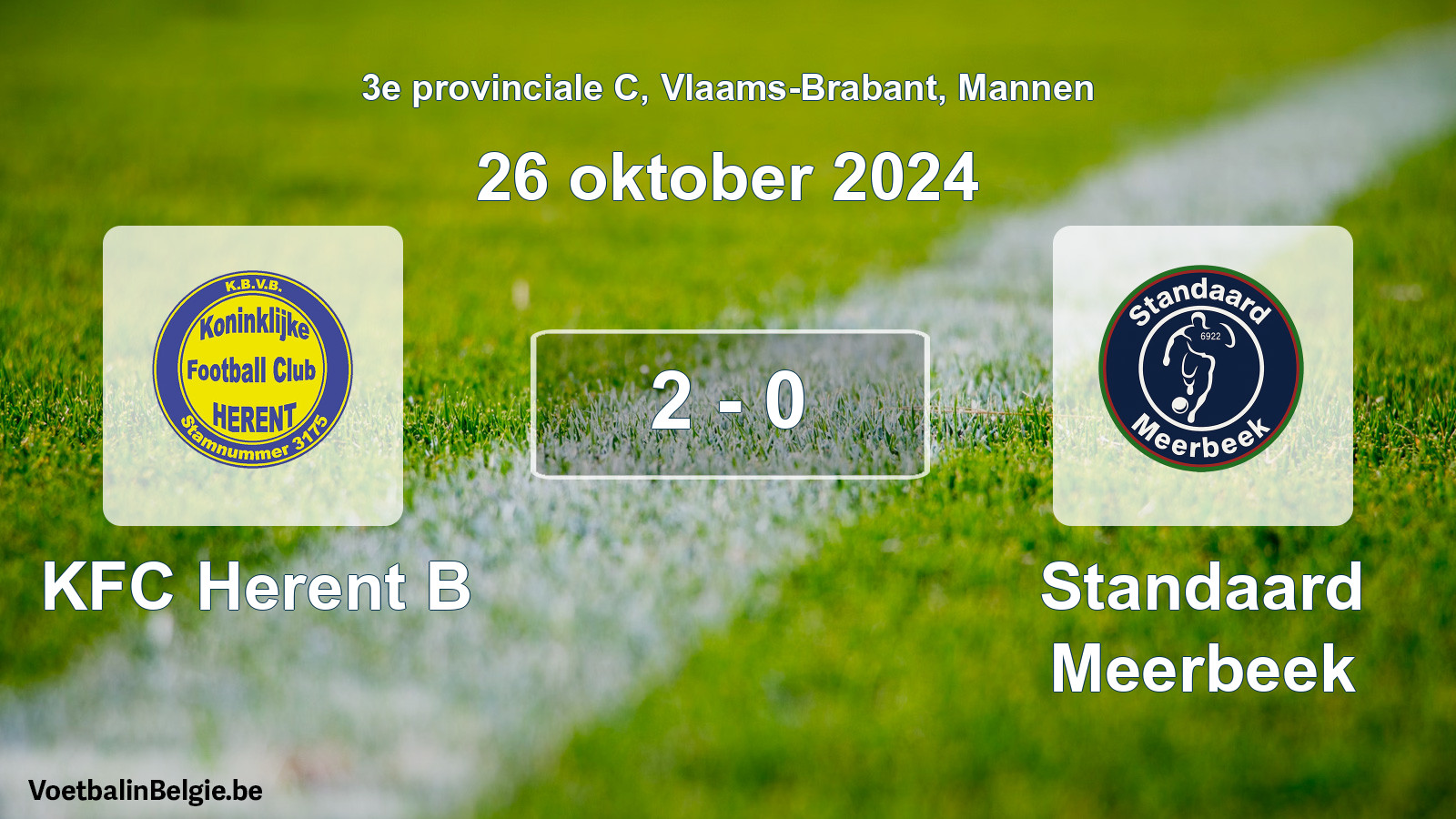 Gespeelde wedstrijd mannenvoetbal: KFC Herent B - Standaard Meerbeek 2 - 0 (26 oktober 2024)