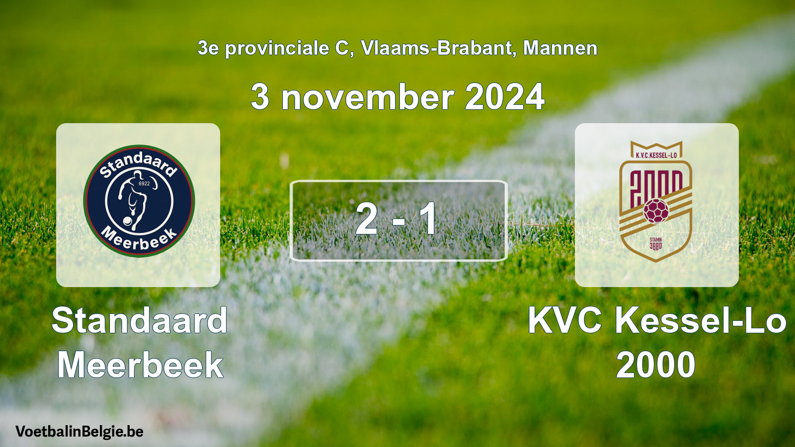 Gespeelde wedstrijd mannenvoetbal: Standaard Meerbeek - KVC Kessel-Lo 2000 2 - 1 (3 november 2024)