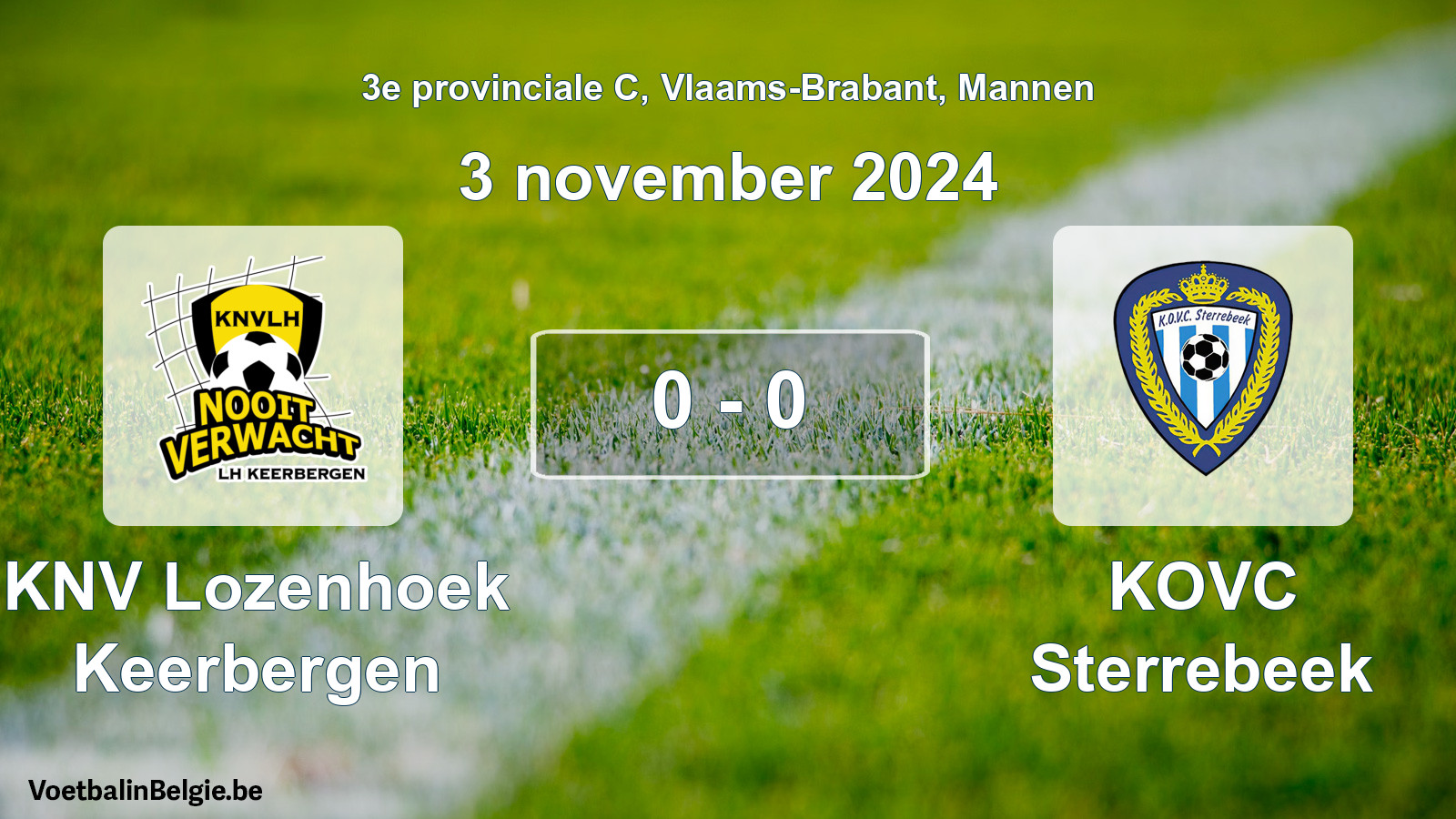 Gespeelde wedstrijd mannenvoetbal: KNV Lozenhoek Keerbergen - KOVC Sterrebeek 0 - 0 (3 november 2024)