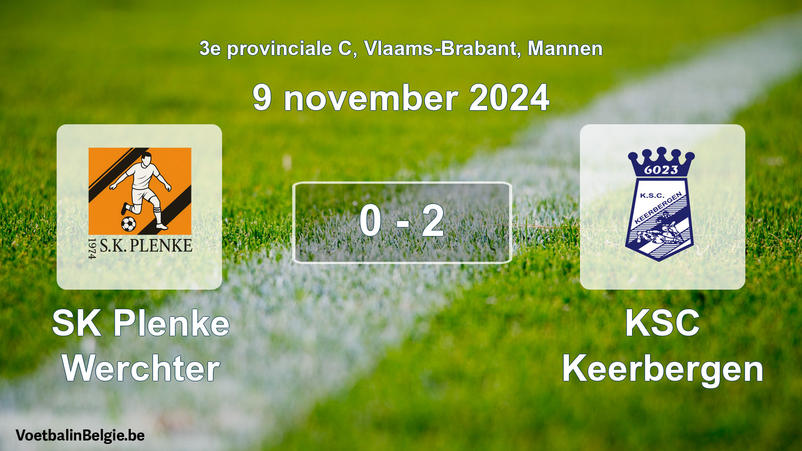 Gespeelde wedstrijd mannenvoetbal: SK Plenke Werchter - KSC Keerbergen 0 - 2 (9 november 2024)