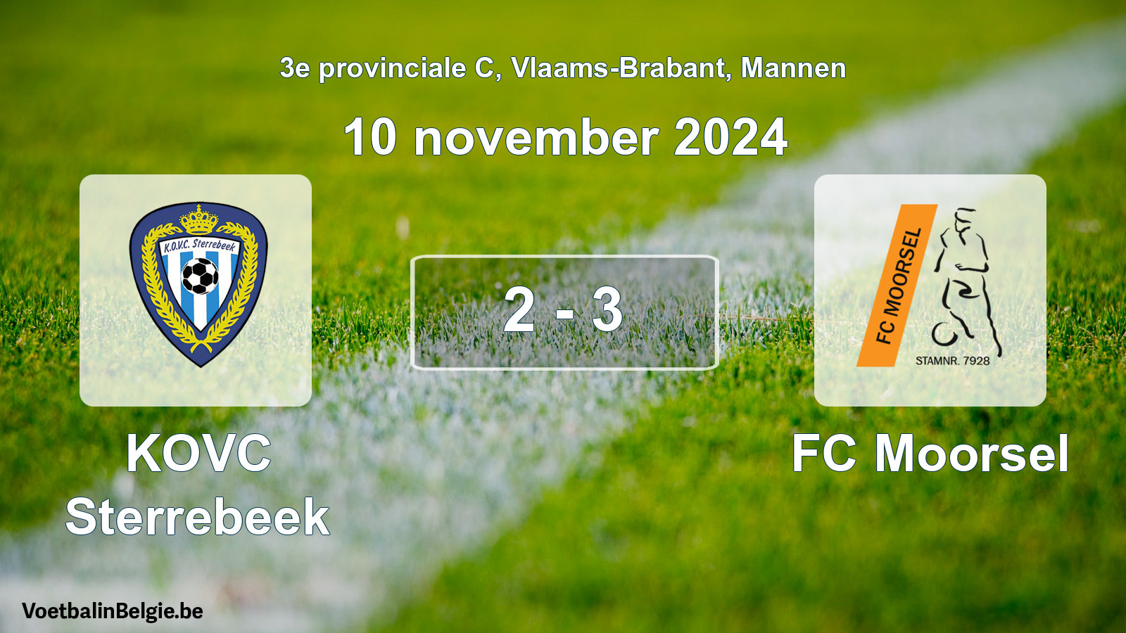 Gespeelde wedstrijd mannenvoetbal: KOVC Sterrebeek - FC Moorsel 2 - 3 (10 november 2024)