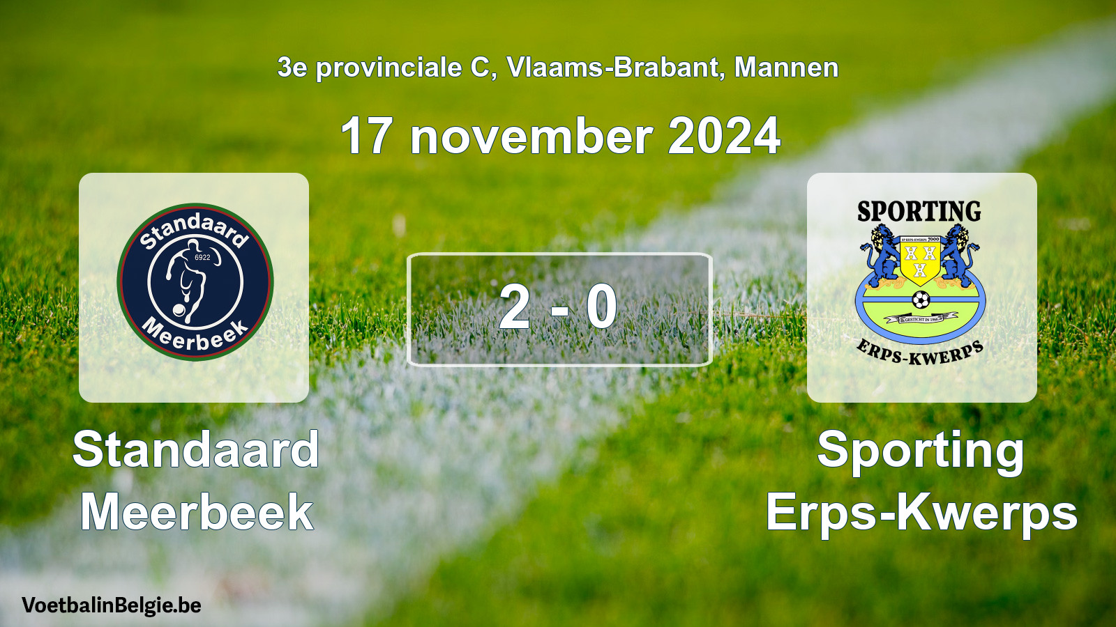 Gespeelde wedstrijd mannenvoetbal: Standaard Meerbeek - Sporting Erps-Kwerps 2 - 0 (17 november 2024)