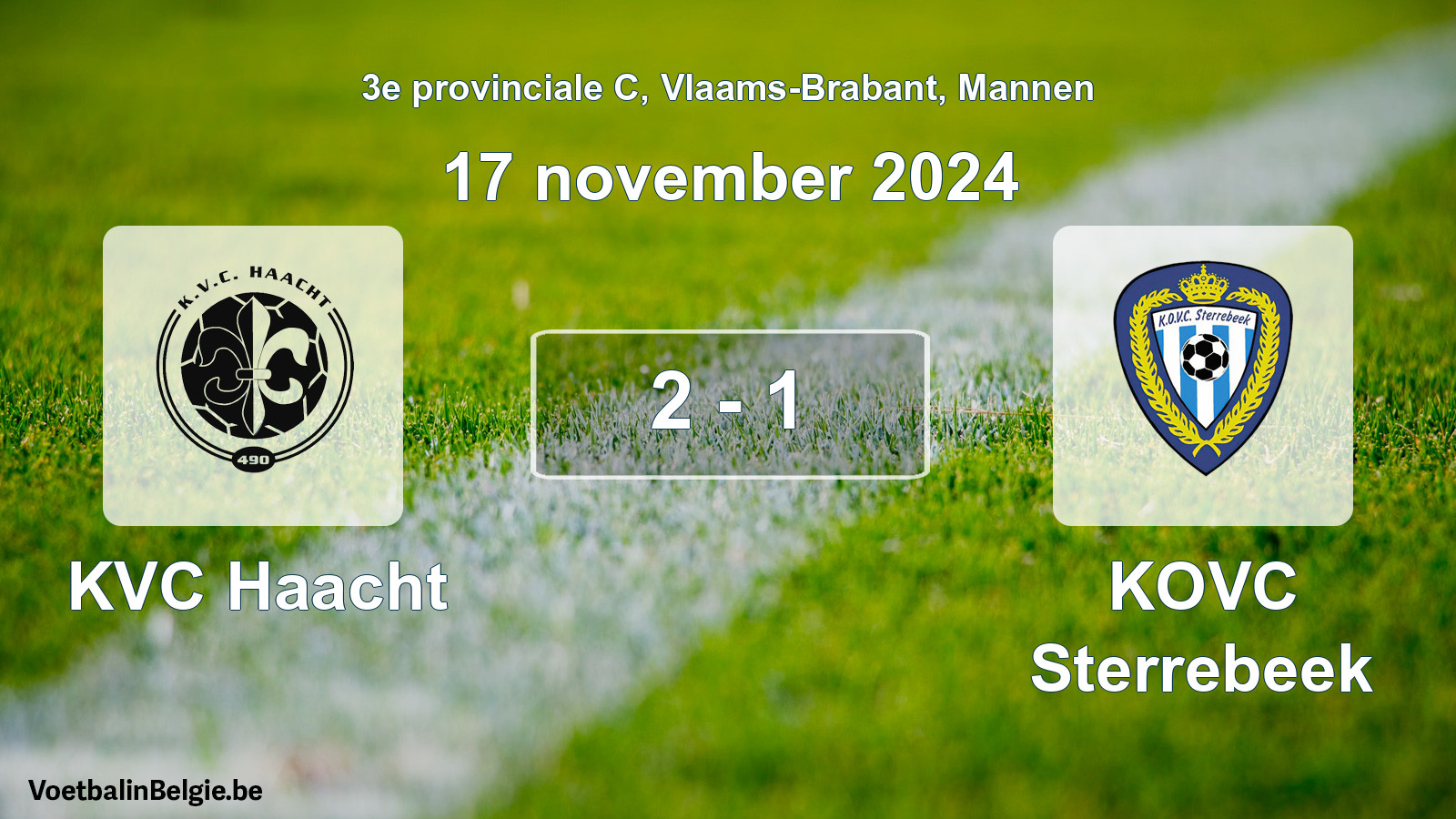 Gespeelde wedstrijd mannenvoetbal: KVC Haacht - KOVC Sterrebeek 2 - 1 (17 november 2024)