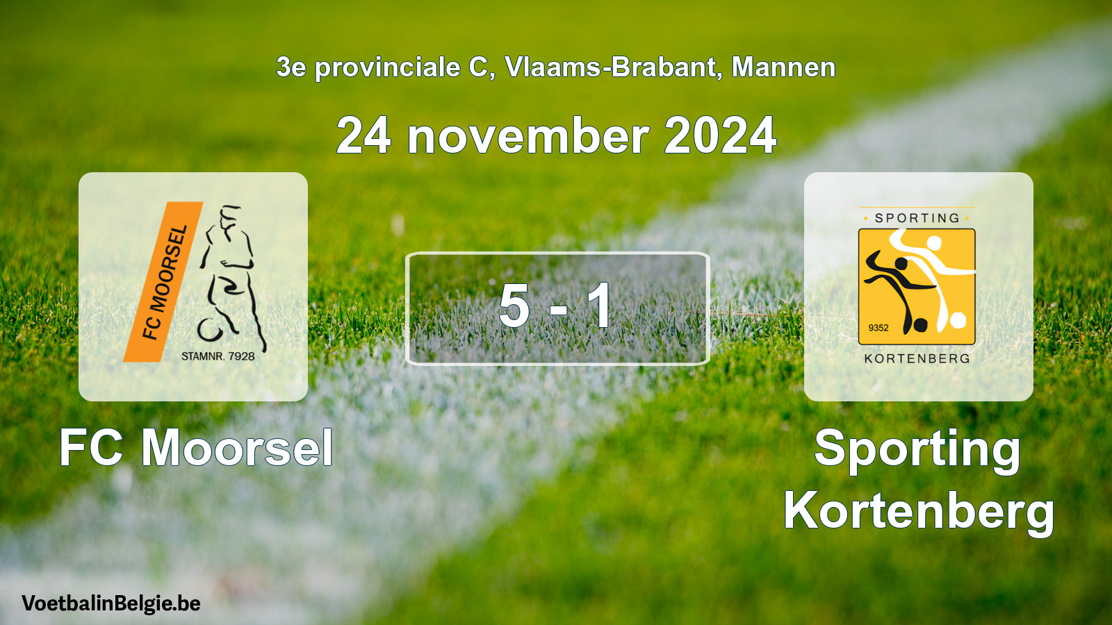 Played match men football: FC Moorsel - Sporting Kortenberg 5 - 1 (24 November 2024)