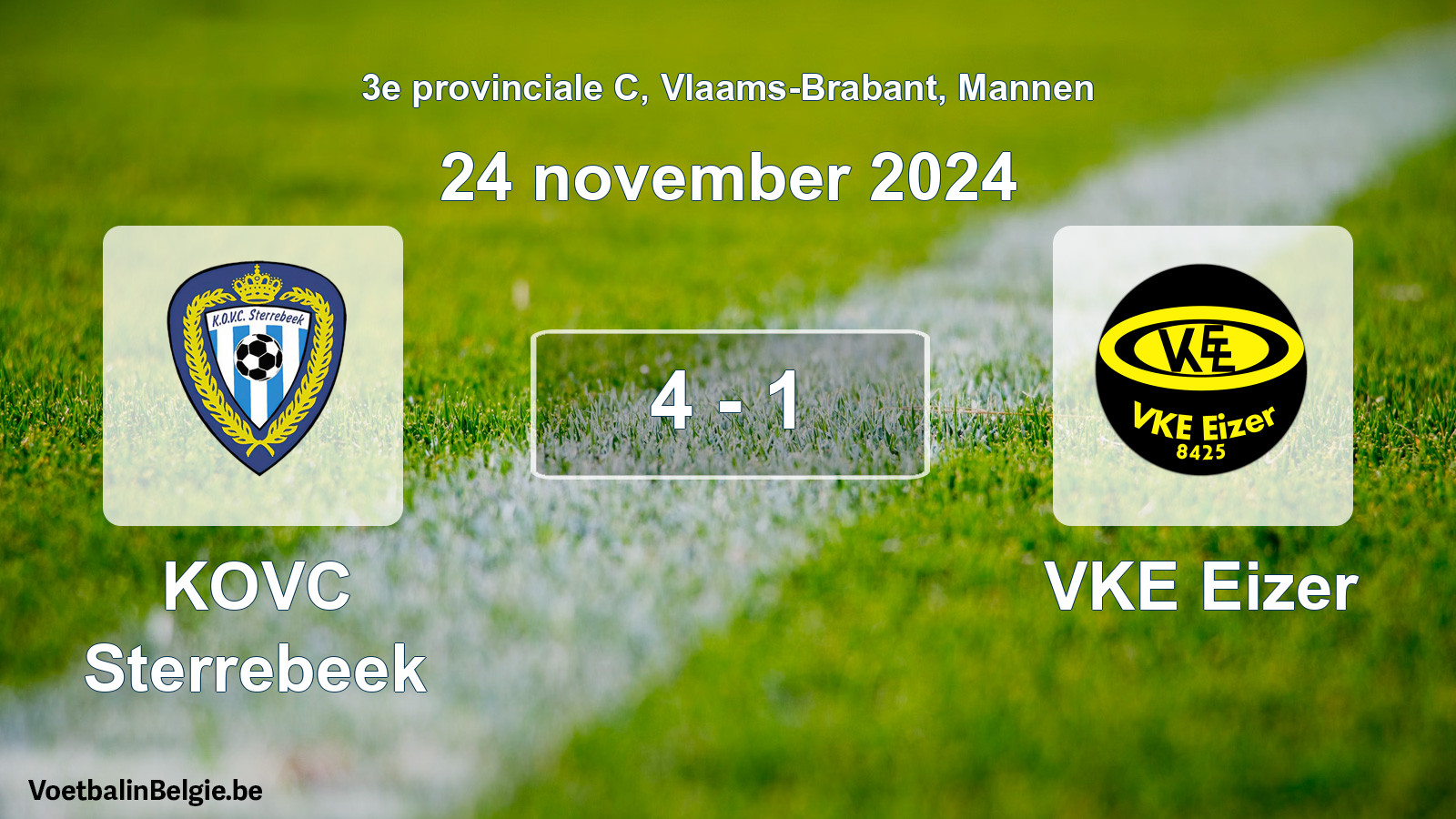 Gespeelde wedstrijd mannenvoetbal: KOVC Sterrebeek - VKE Eizer 4 - 1 (24 november 2024)