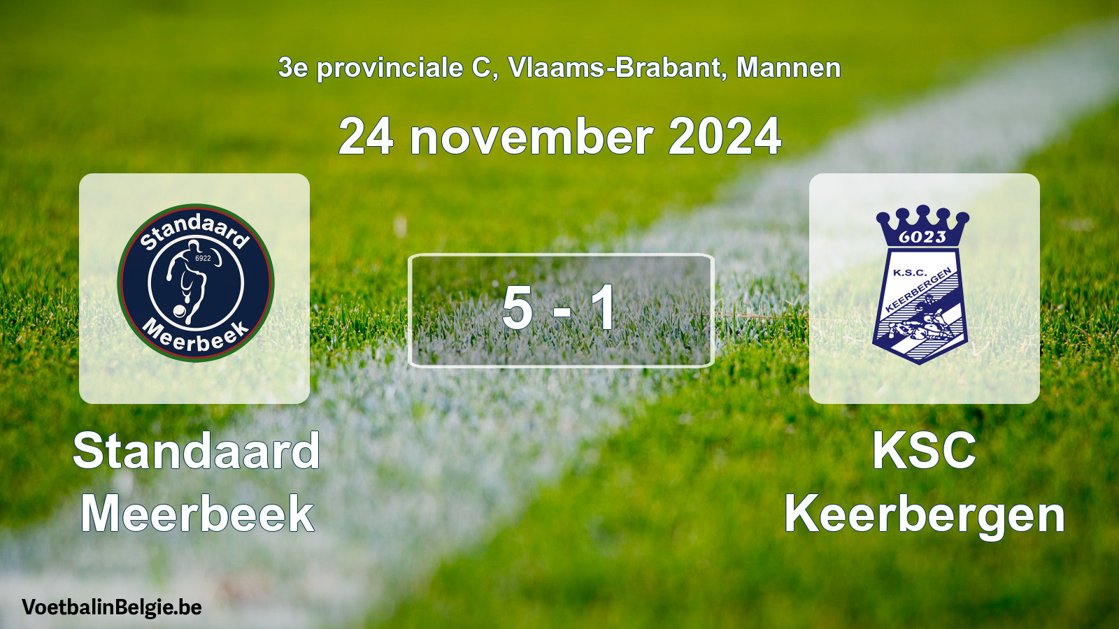 Gespeelde wedstrijd mannenvoetbal: Standaard Meerbeek - KSC Keerbergen 5 - 1 (24 november 2024)