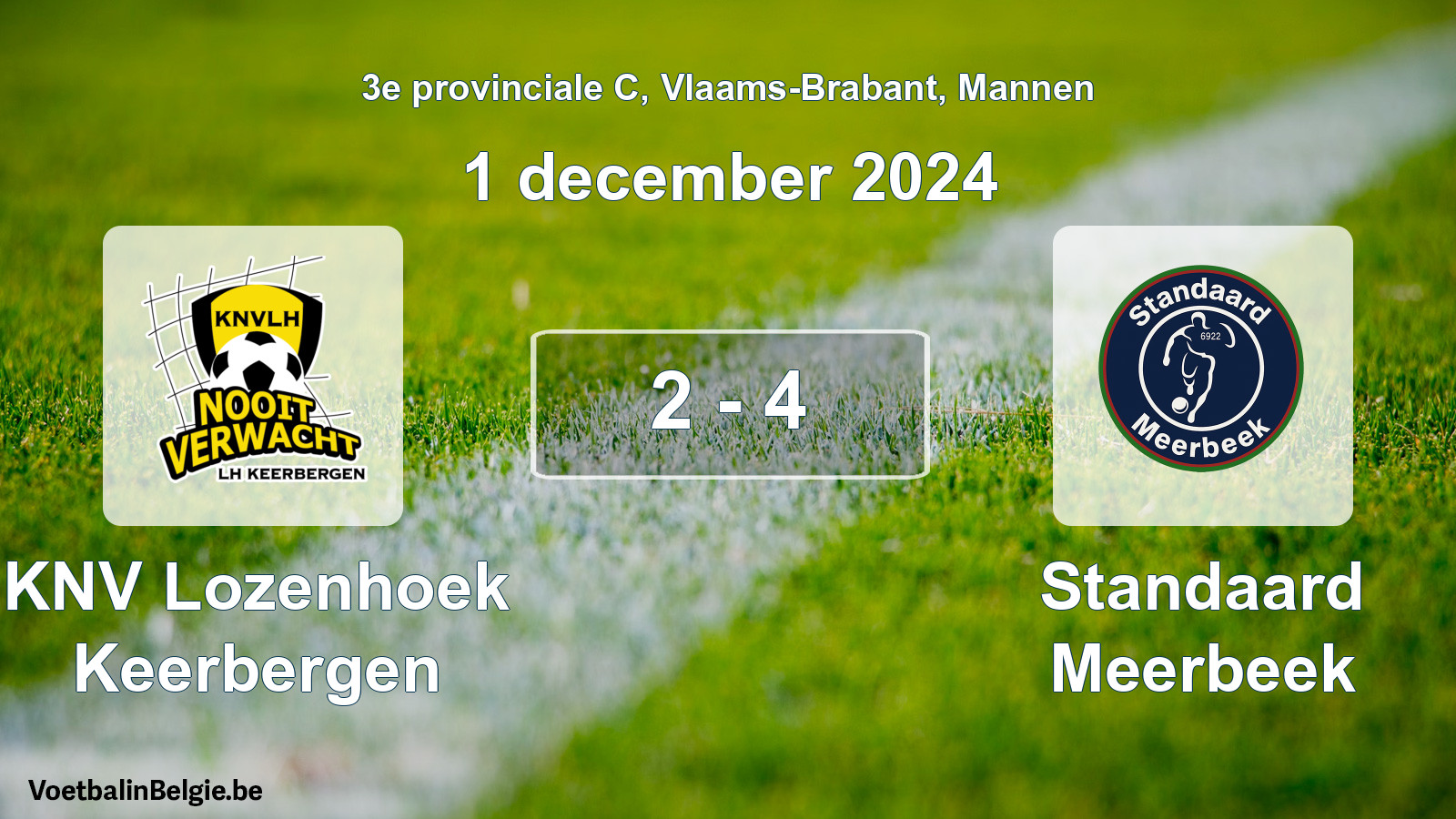 Gespeelde wedstrijd mannenvoetbal: KNV Lozenhoek Keerbergen - Standaard Meerbeek 2 - 4 (1 december 2024)