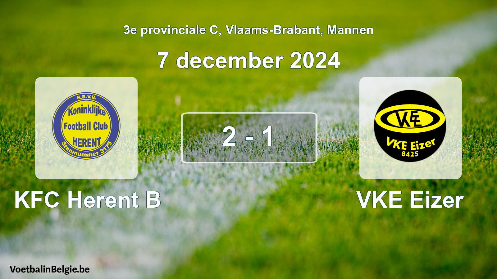 Gespeelde wedstrijd mannenvoetbal: KFC Herent B - VKE Eizer 2 - 1 (7 december 2024)