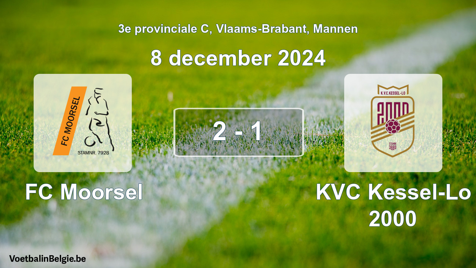 Gespeelde wedstrijd mannenvoetbal: FC Moorsel - KVC Kessel-Lo 2000 2 - 1 (8 december 2024)